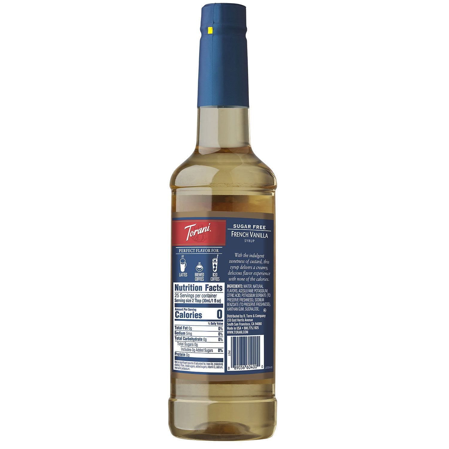 토라니 무설탕 프렌치 바닐라 시럽 25.4 fl. oz – 달콤한 바닐라 향 무설탕