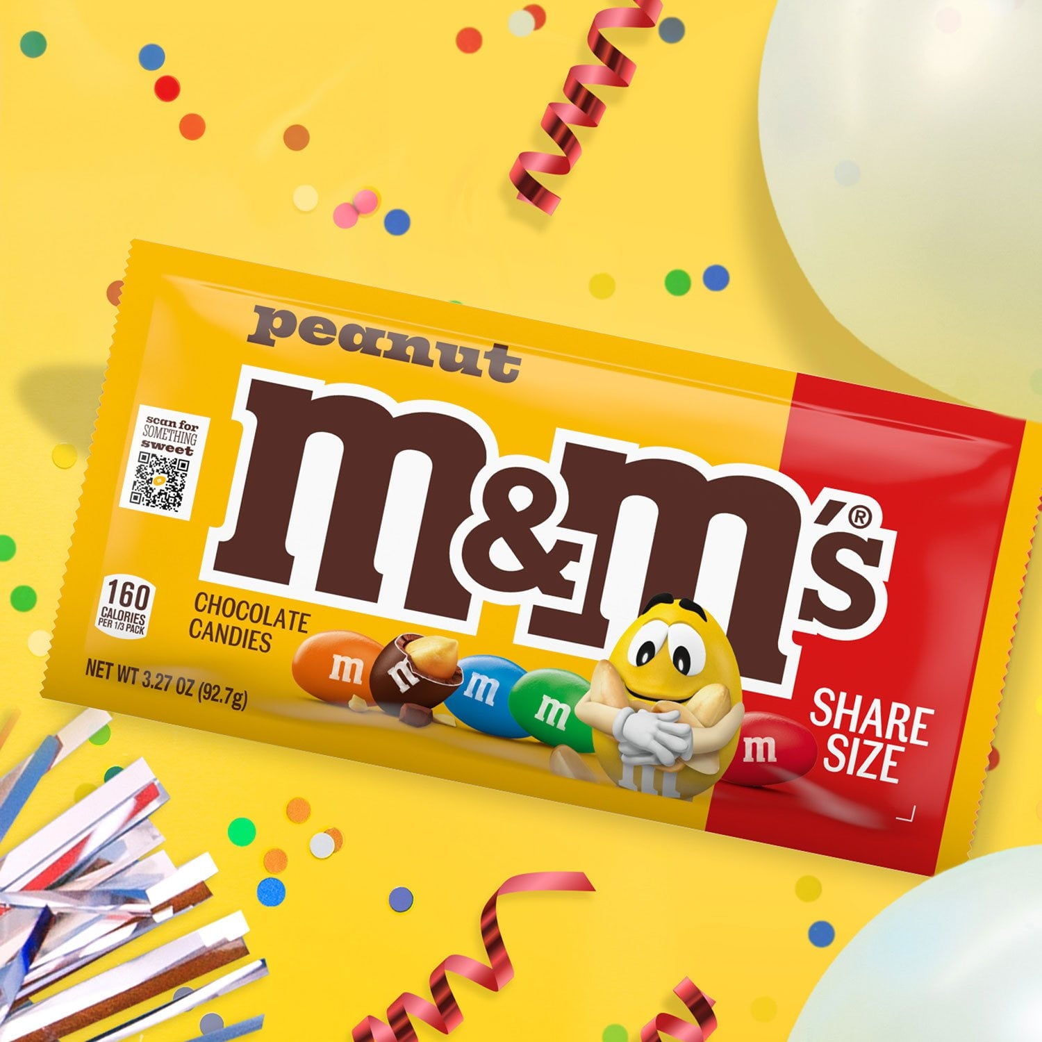 M&amp;M'S ピーナッツ ミルク チョコレート キャンディ、シェアサイズ、3.27 オンス、24 個入り。