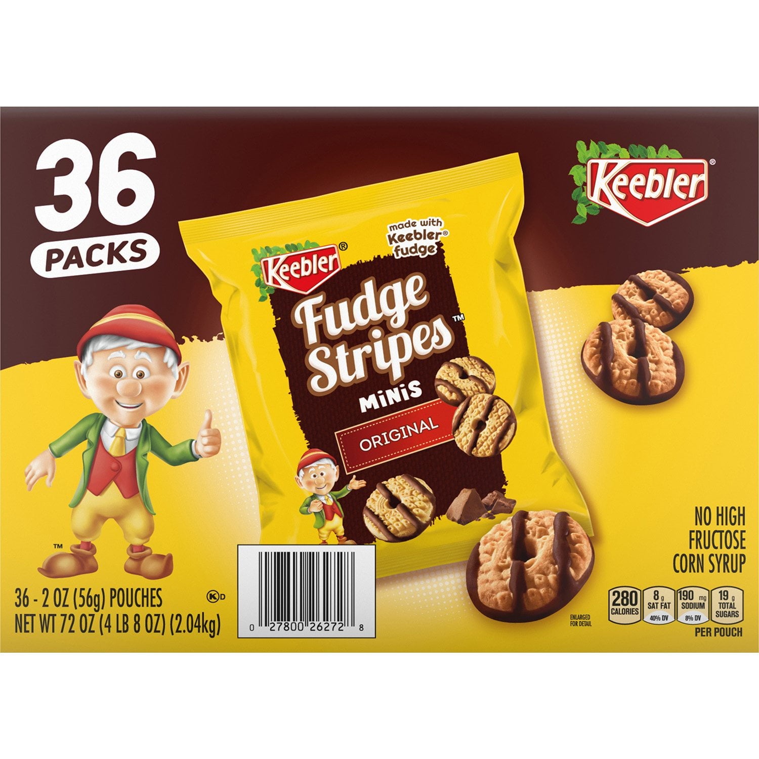 Keebler ミニ ファッジ ストライプ クッキー、2 オンス、36 個入り。