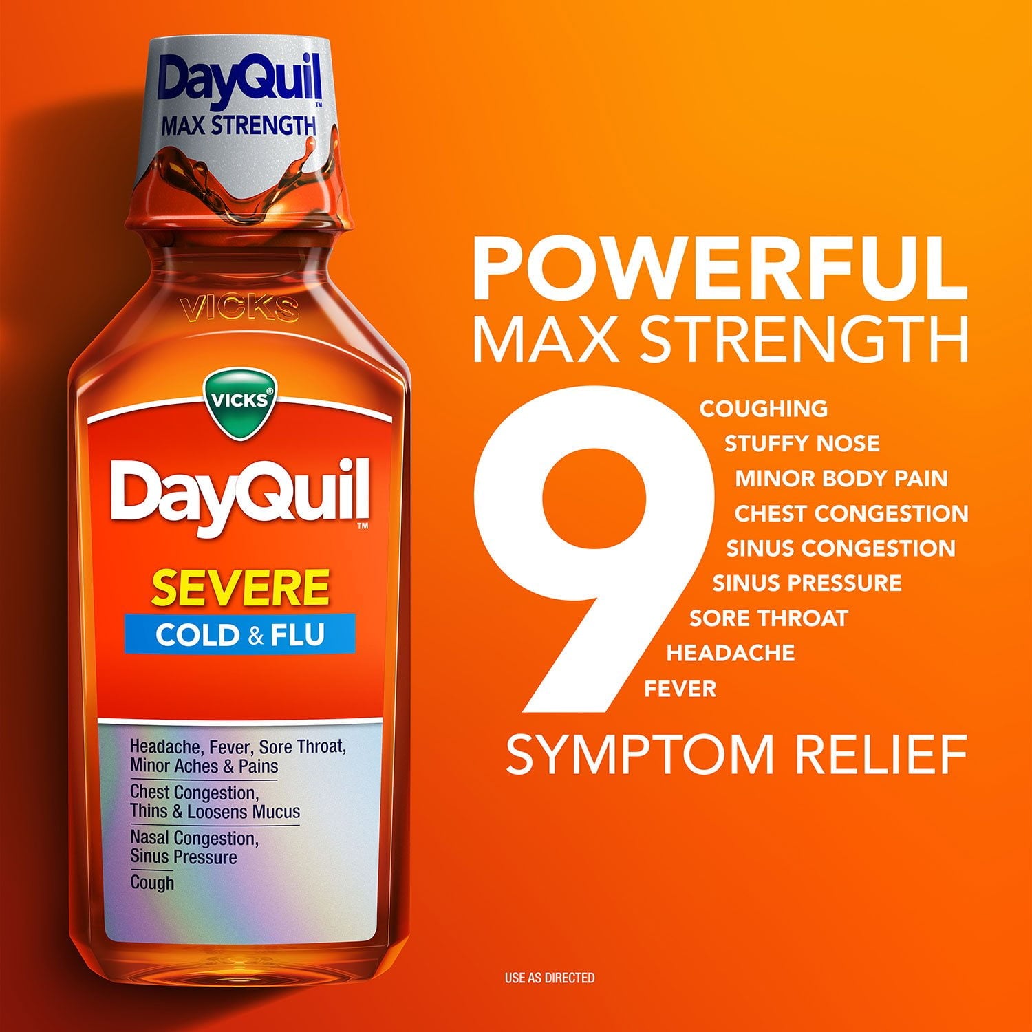 Vicks DayQuil &amp; NyQuil 重度の風邪とインフルエンザの緩和液、ベリー、12 液量オンス、3 パック。