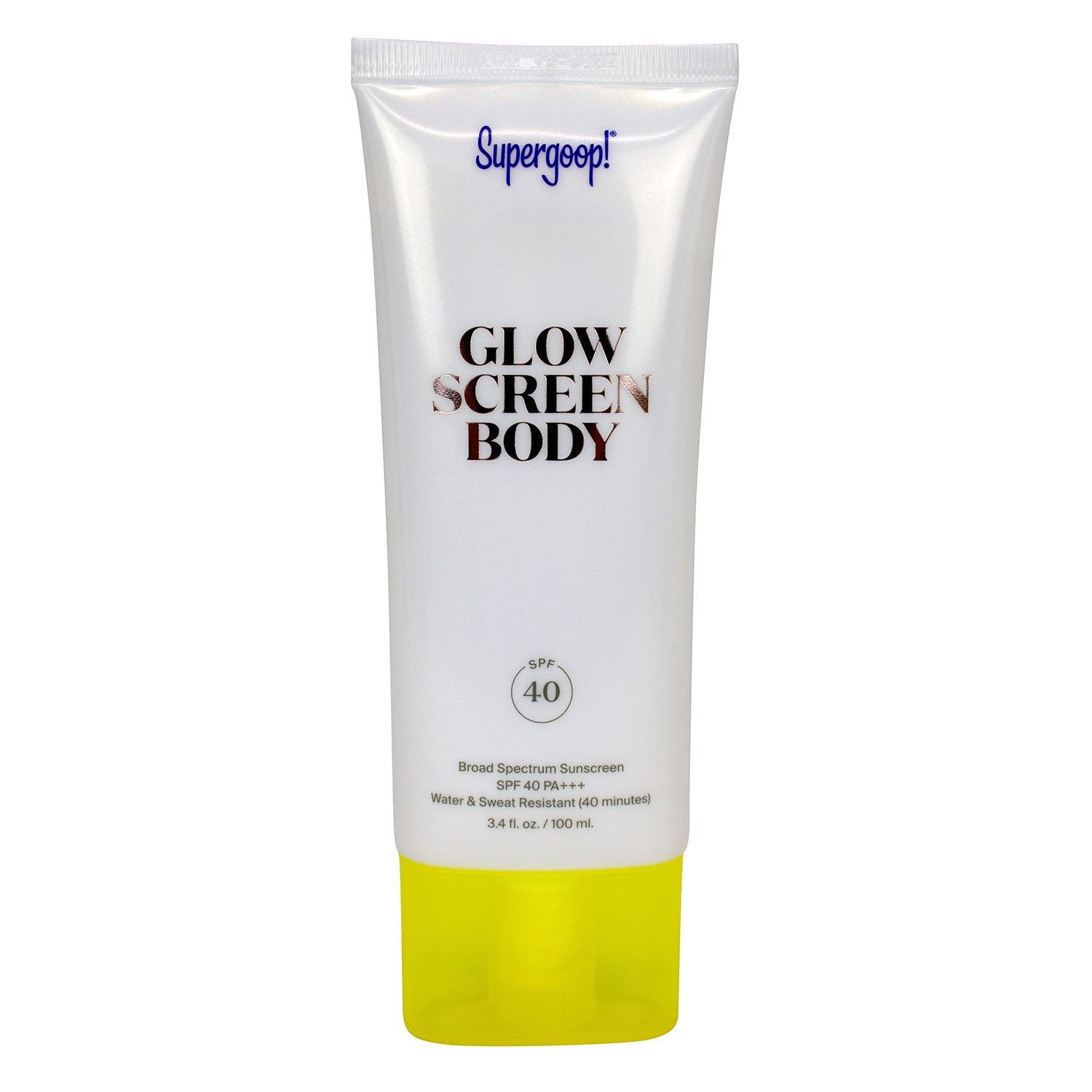 슈퍼굿 글로우스크린 바디 선스크린 SPF 40 (3.4 oz) – 바디용 광채 자외선 차단