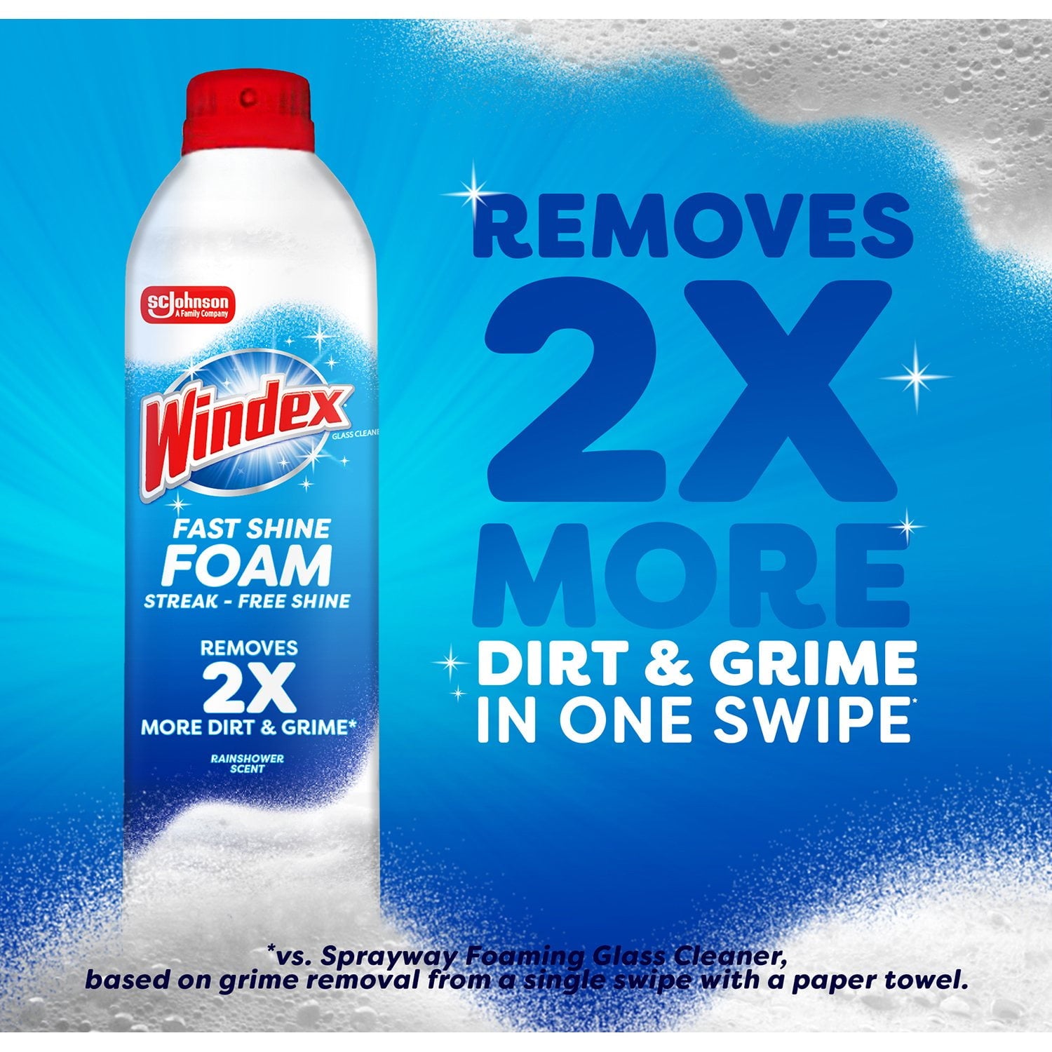 Windex ファーストシャイン フォームガラスクリーナー、液だれしないエアゾール洗浄スプレー、19 オンス、4 個パック。