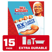 Mr. Clean マジックイレイザー 超耐久性スクラバースポンジ 15 個入り。