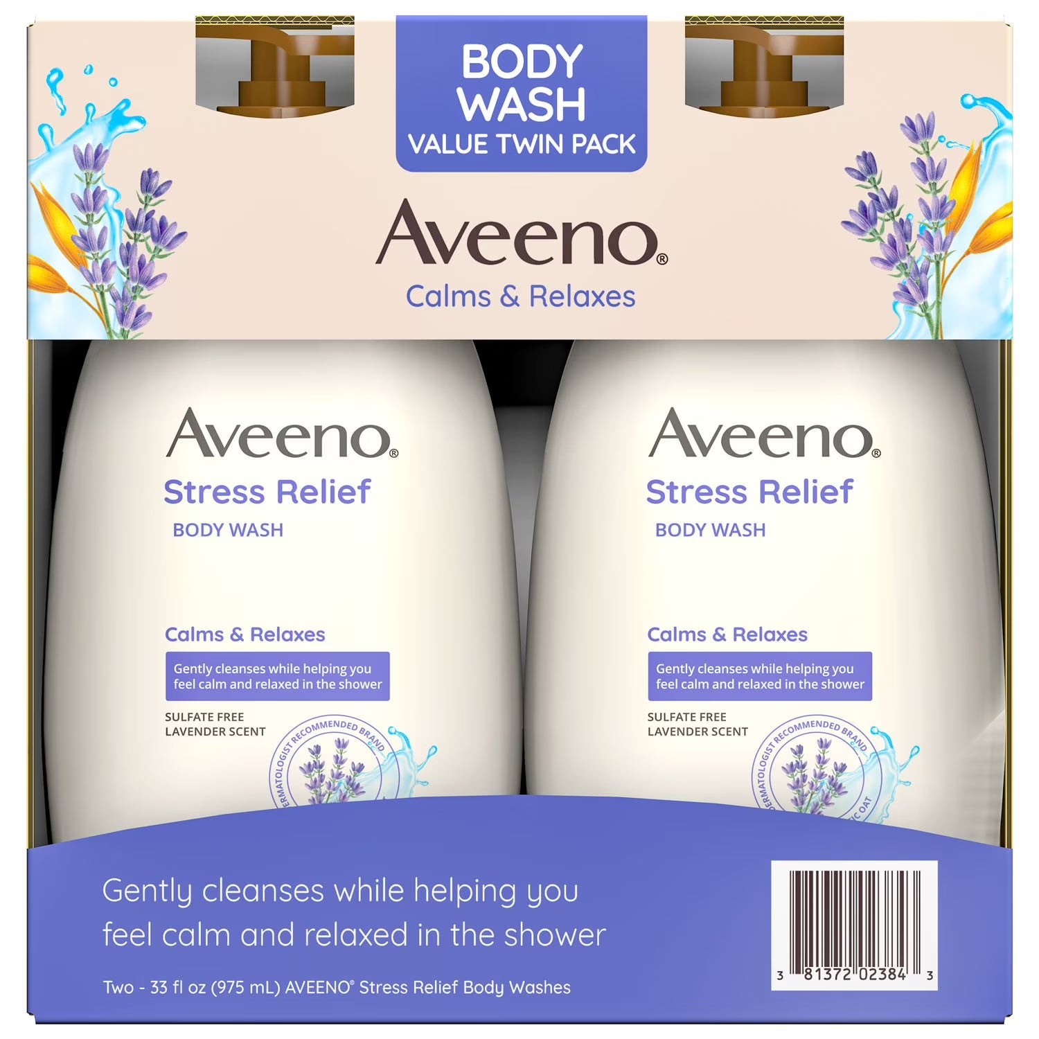 아비노 스트레스 릴리프 바디워시 33 fl. oz., 2 pk. – 은은한 향과 순한 세정감, 편안한 사용감이 특징인 데일리 바디워시