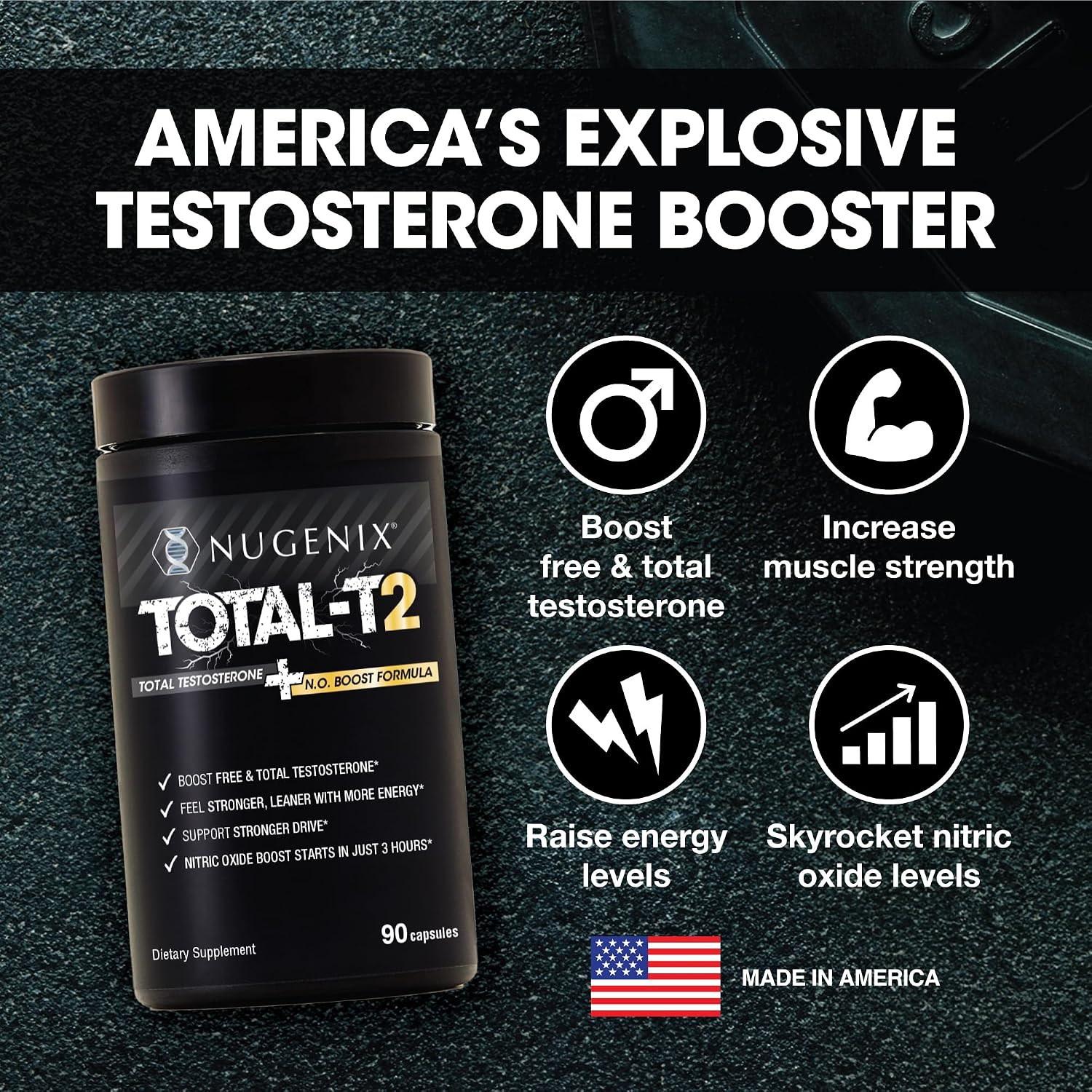 Nugenix 뉴제닉스 토탈 T2 남성 테스토스테론·산화질소 부스터 90정
