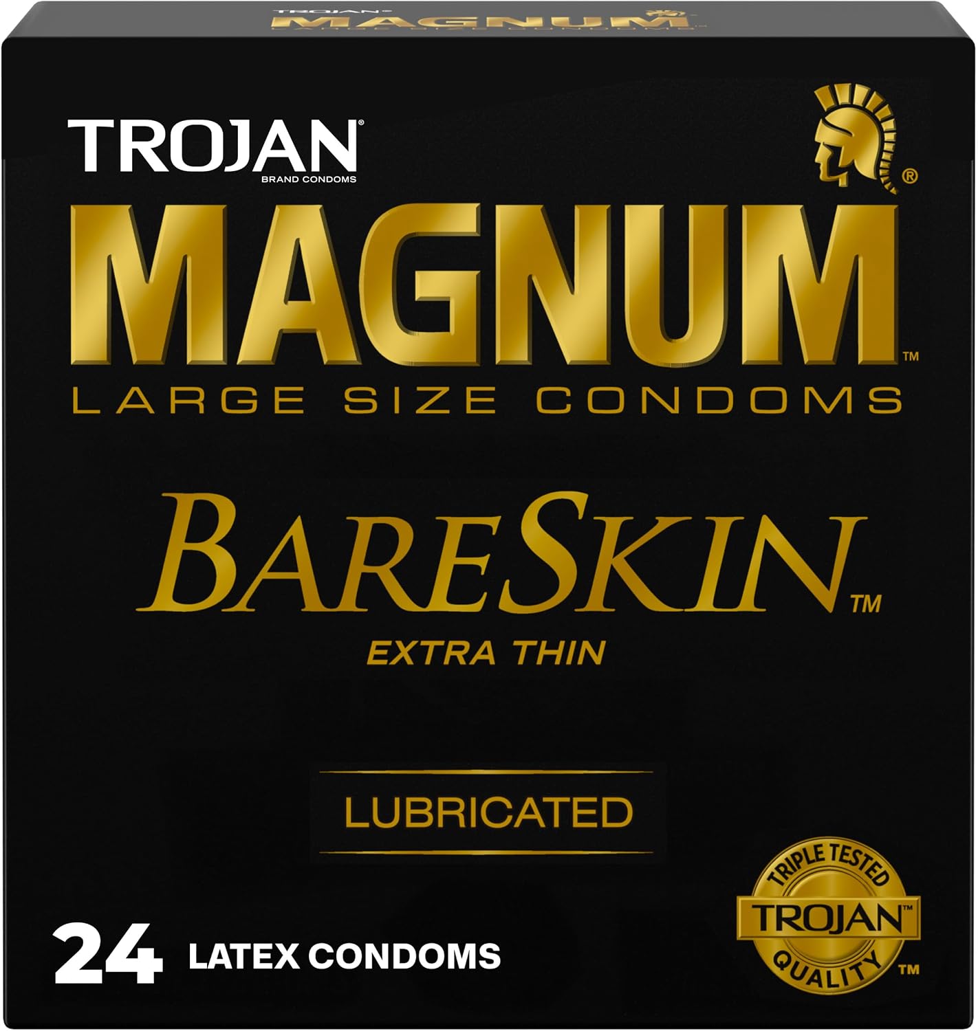 트로잔 매그넘 BareSkin 오리지널 대비 20% 더 얇은 라지 사이즈 윤활 콘돔 24개입