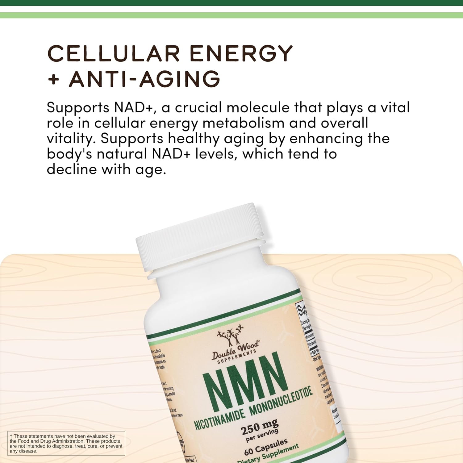 ダブルウッドサプリメント NMN（ニコチンアミドモノヌクレオチド）250mg、60カプセル