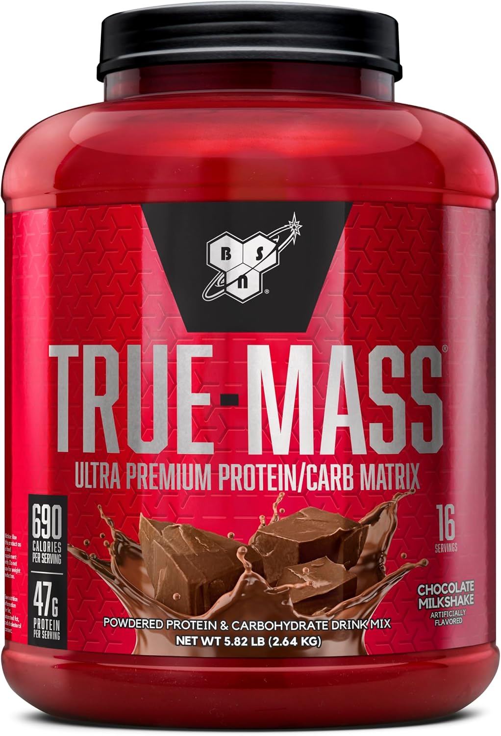 BSN 트루매스 웨이트 게이너 프로틴 초콜릿 밀크셰이크 2.64kg 16회분