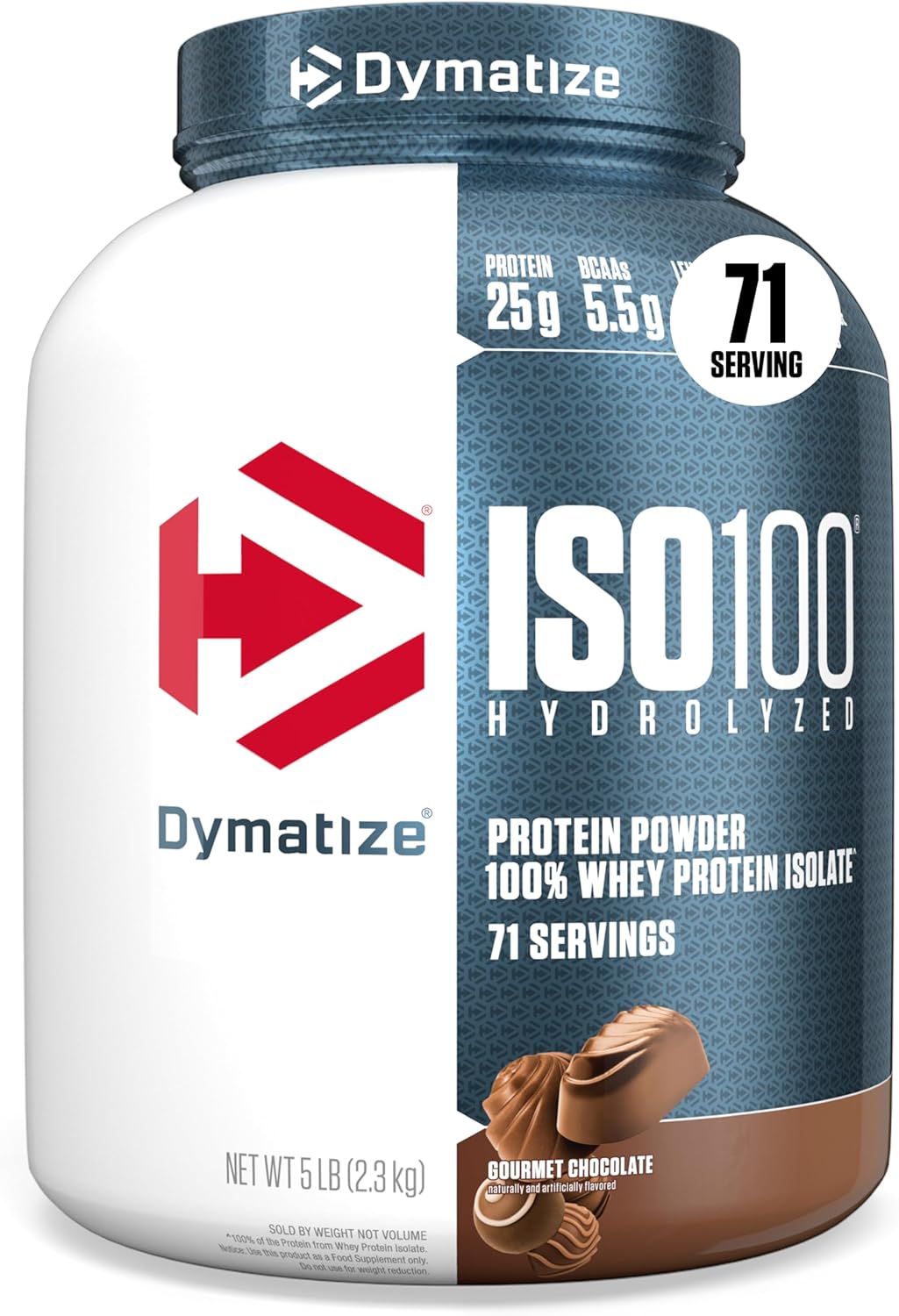 Dymatize ISO100加水分解プロテインパウダー、100%ホエイアイソレートプロテイン、タンパク質25g、BCAA 5.5g、グルテンフリー、速吸収、消化しやすい、グルメチョコレート、3ポンド