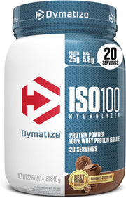 Dymatize ISO100加水分解プロテインパウダー、100%ホエイアイソレートプロテイン、タンパク質25g、BCAA 5.5g、グルテンフリー、速吸収、消化しやすい、グルメチョコレート、3ポンド