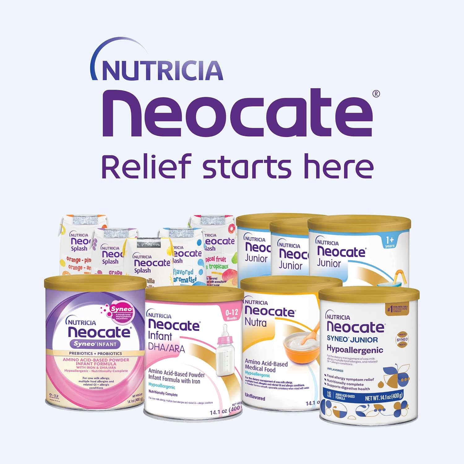 Nutricia Neocate Syneo Junior - 低刺激性、乳製品不使用、アミノ酸ベースの粉ミルク（1歳以上対象） - 幼児、子供、ティーン向け - 粉ミルク - Syneo Junior - 14.1オンス缶