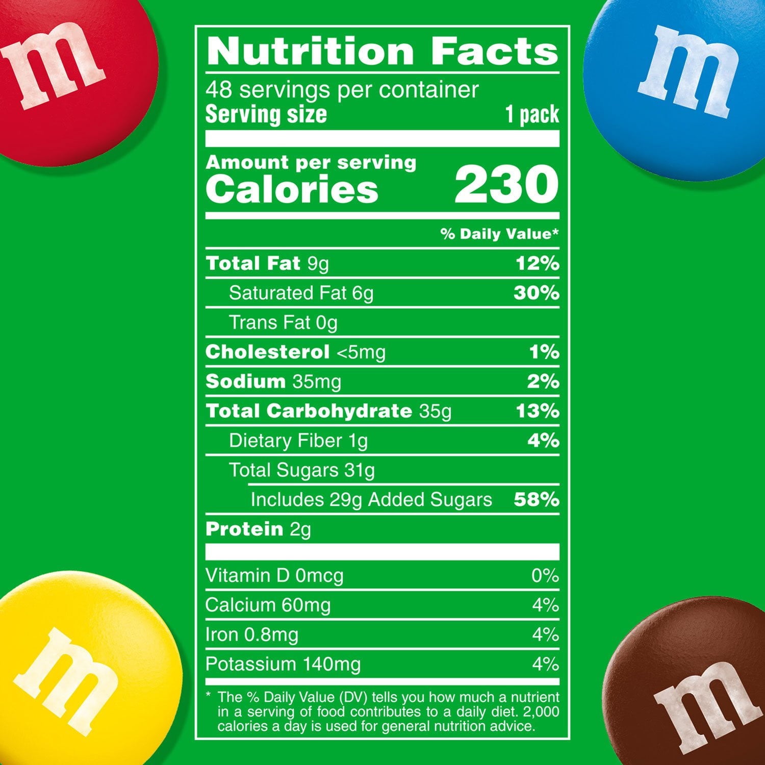 M&amp;M'S ミルクチョコレートキャンディ、フルサイズ、1.69 オンス、48 個入り。
