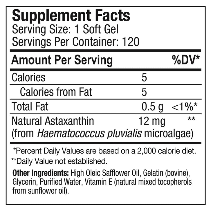 バイオアスティン ハワイアンアスタキサンチン 12 mg、ソフトジェル 120 錠
