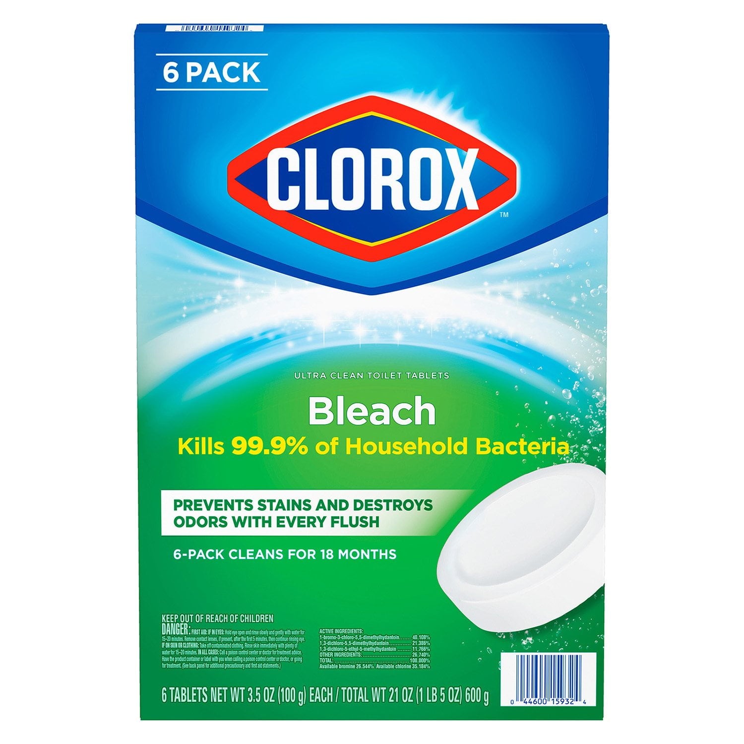 クロロックス ウルトラクリーン タブレット トイレボウルクリーナー、6 錠、3.5 オンス。