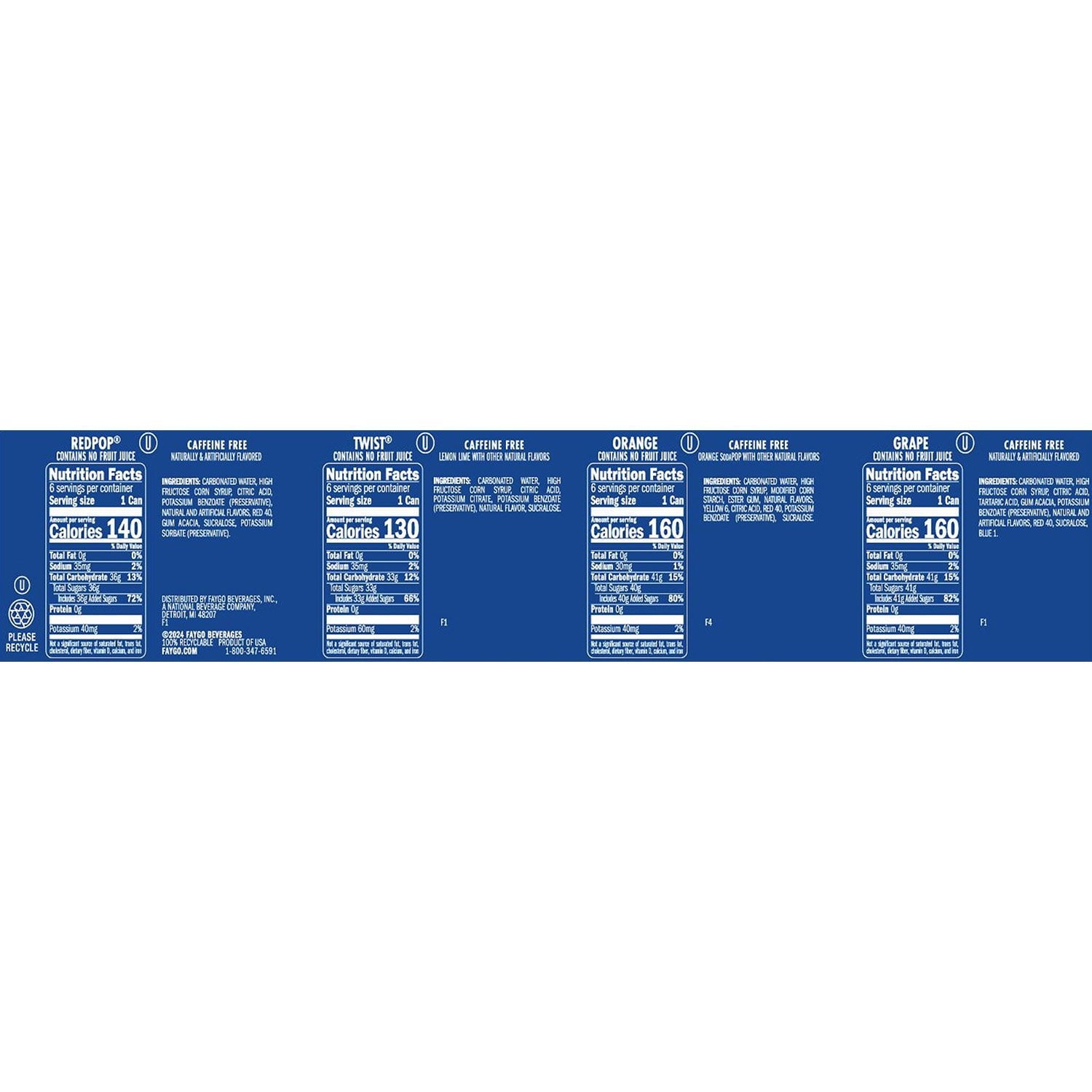 페이고 소다 버라이어티 팩 12 fl. oz × 24 – 미국 정통 소다 혼합팩