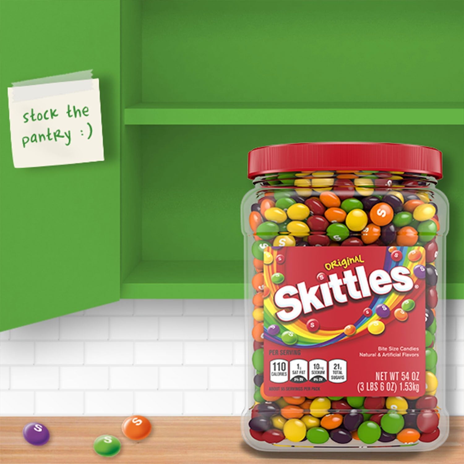 Skittles オリジナル チューイーキャンディー バルクジャー、54 オンス。