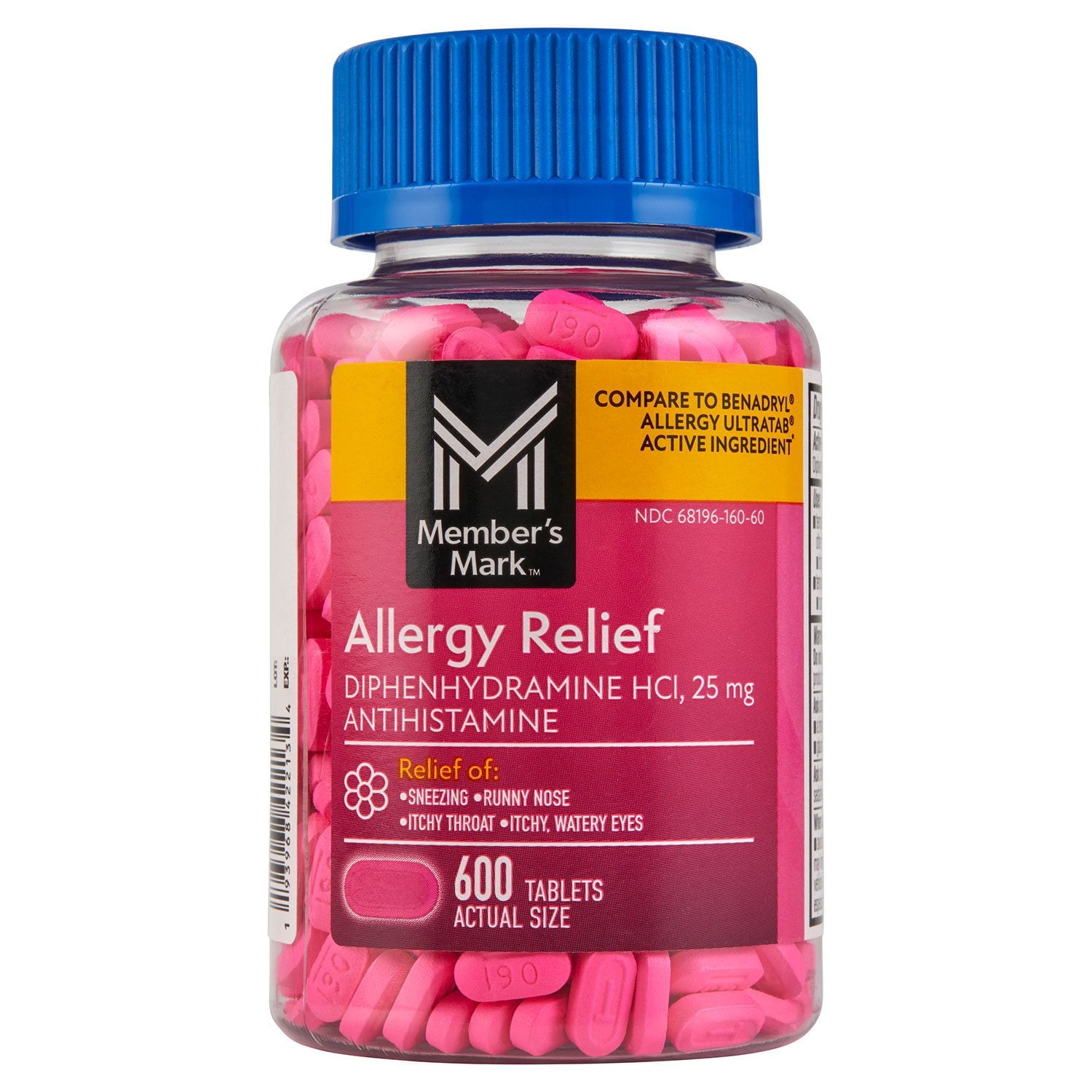 멤버스마크 디펜히드라민 HCl 25mg 600정 항히스타민 알레르기약 재채기 콧물 가려움 완화 제품 이미지