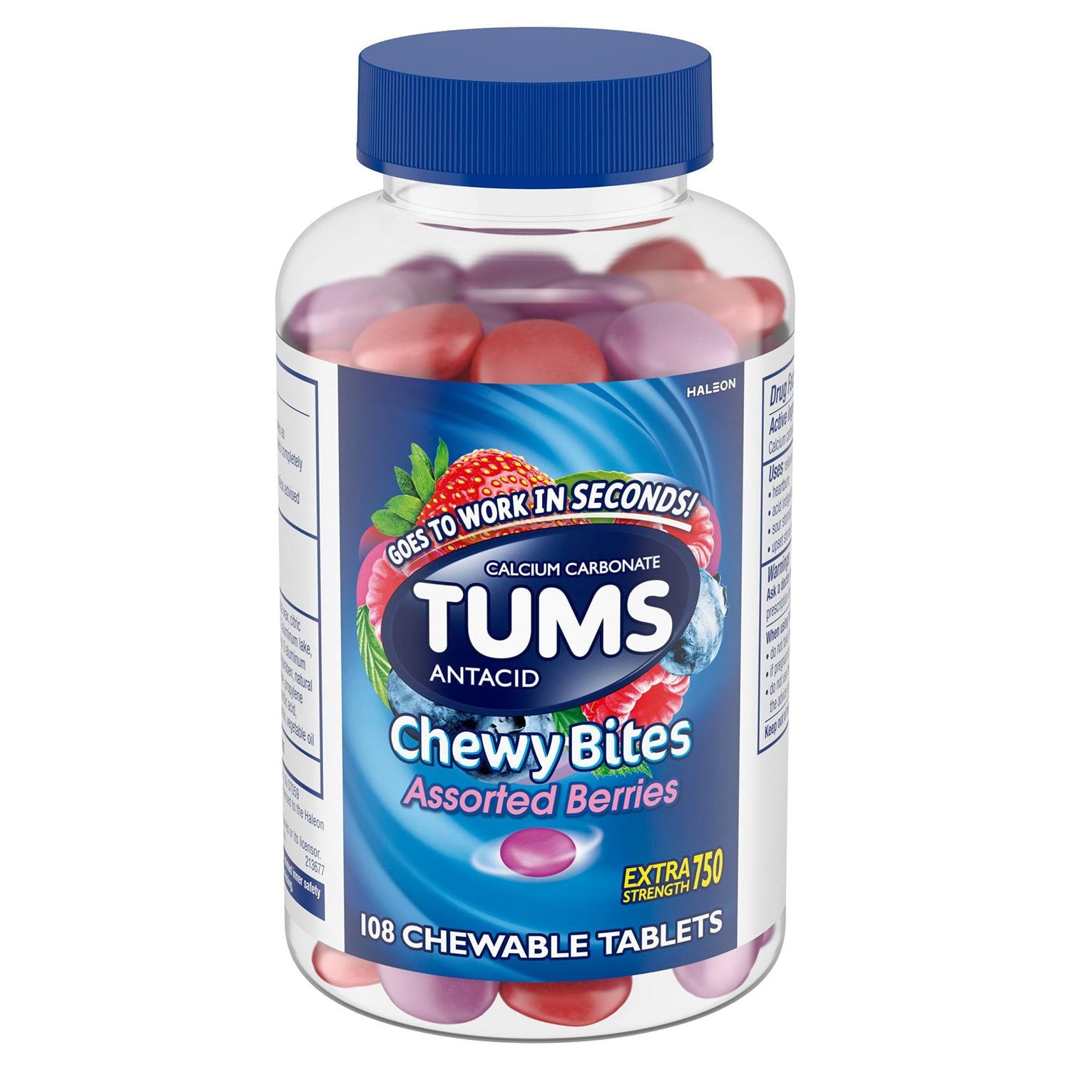 TUMS チューイーバイツ、アソートベリー、108 個入り。