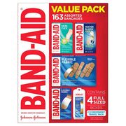 BAND-AID 粘着包帯、バラエティパック、163 枚入り。