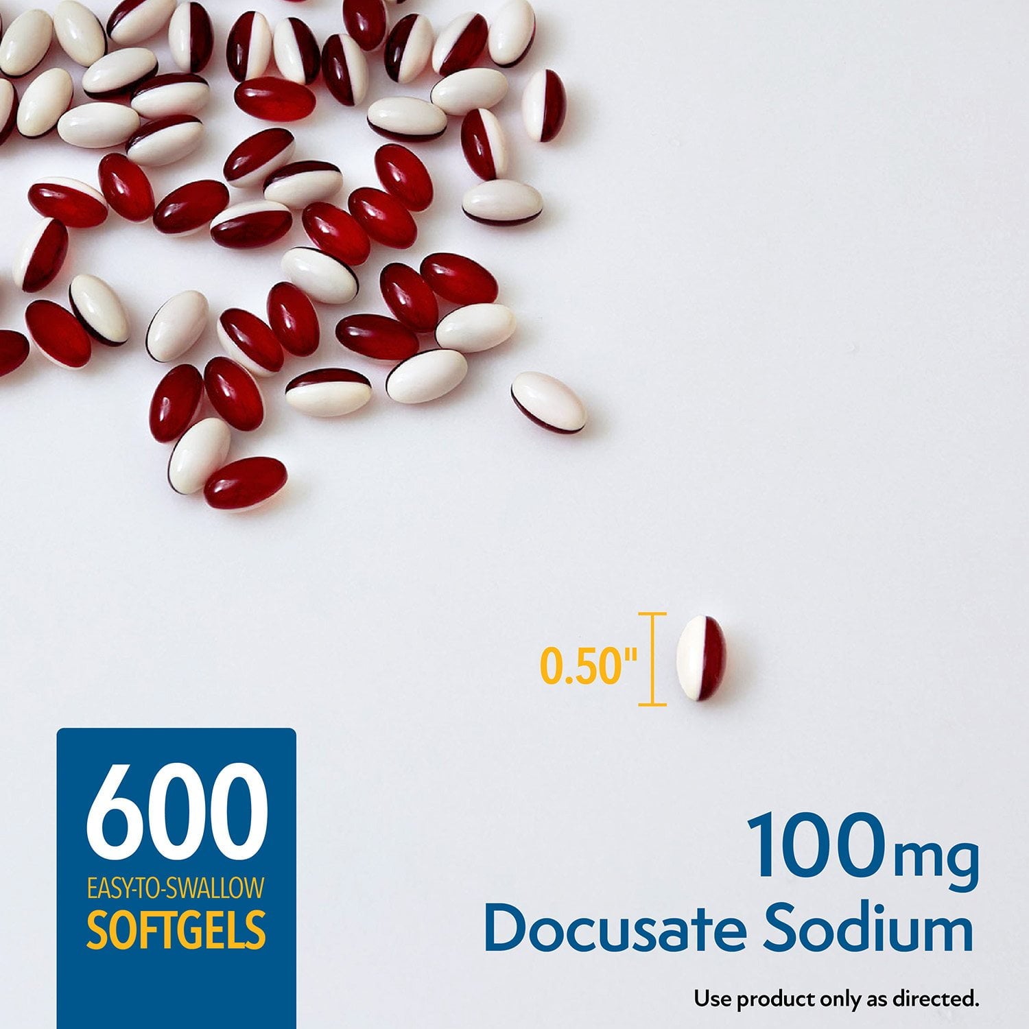 メンバーズマーク 便軟化剤ソフトジェル、ドキュセートナトリウム 100 mg、600 錠。