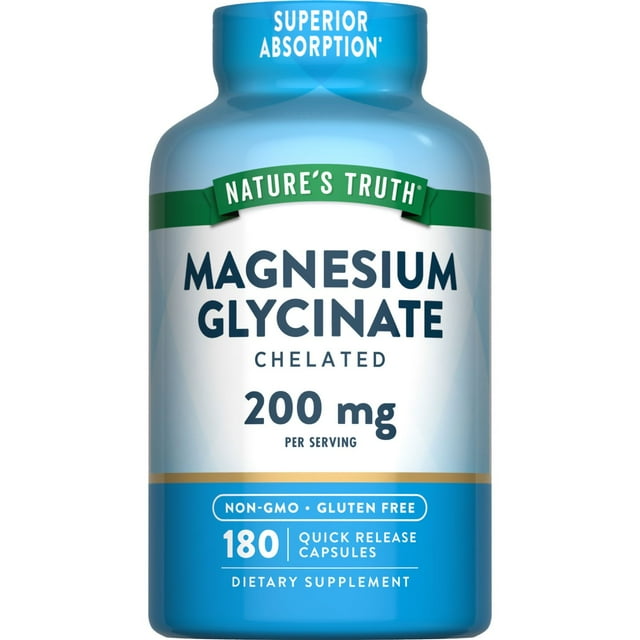 Nature's Truth マグネシウムグリシネートカプセル、200 mg、180 錠。