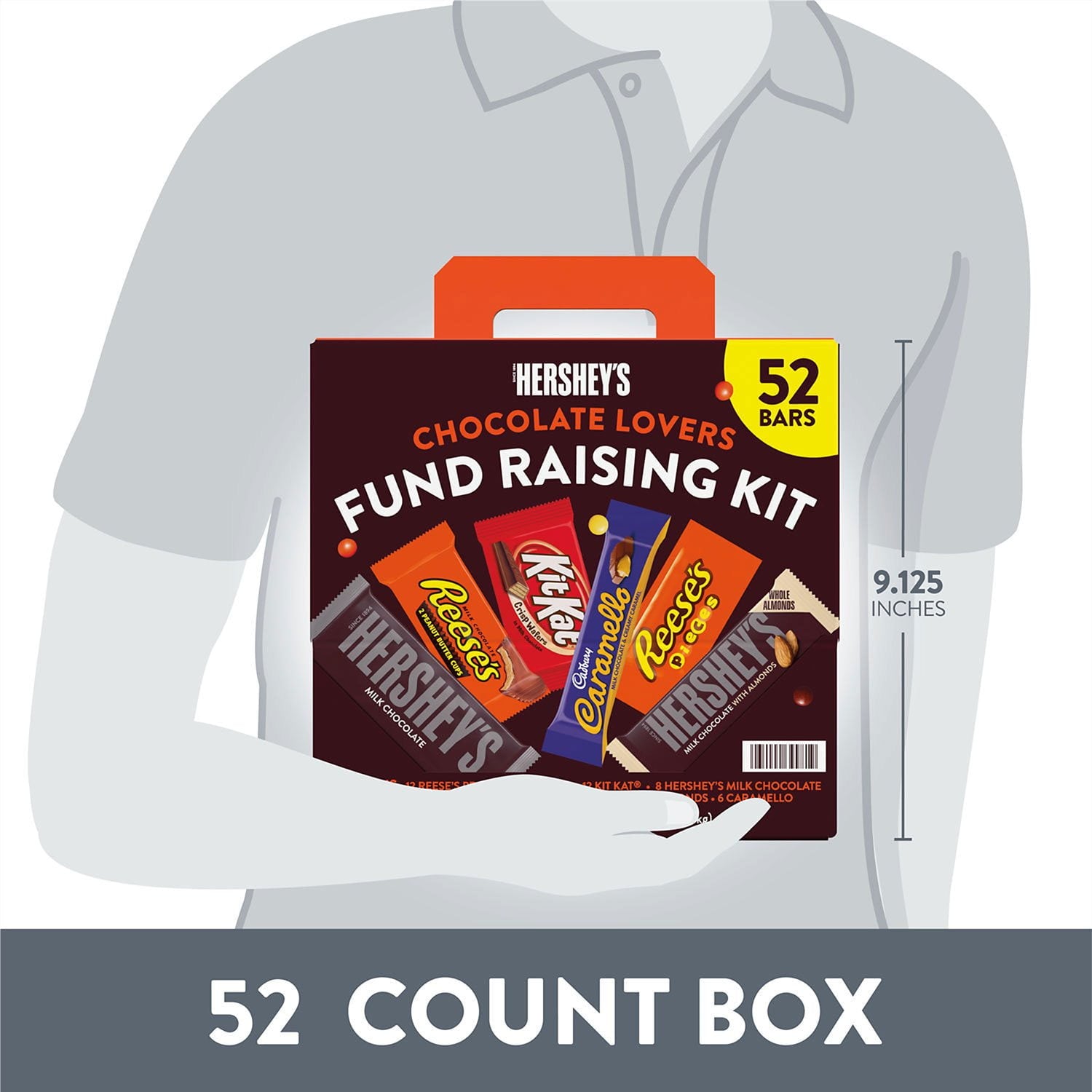 HERSHEY'S チョコレート ラバー キャンディー バー、バラエティ パック、フルサイズ、52 個入り。