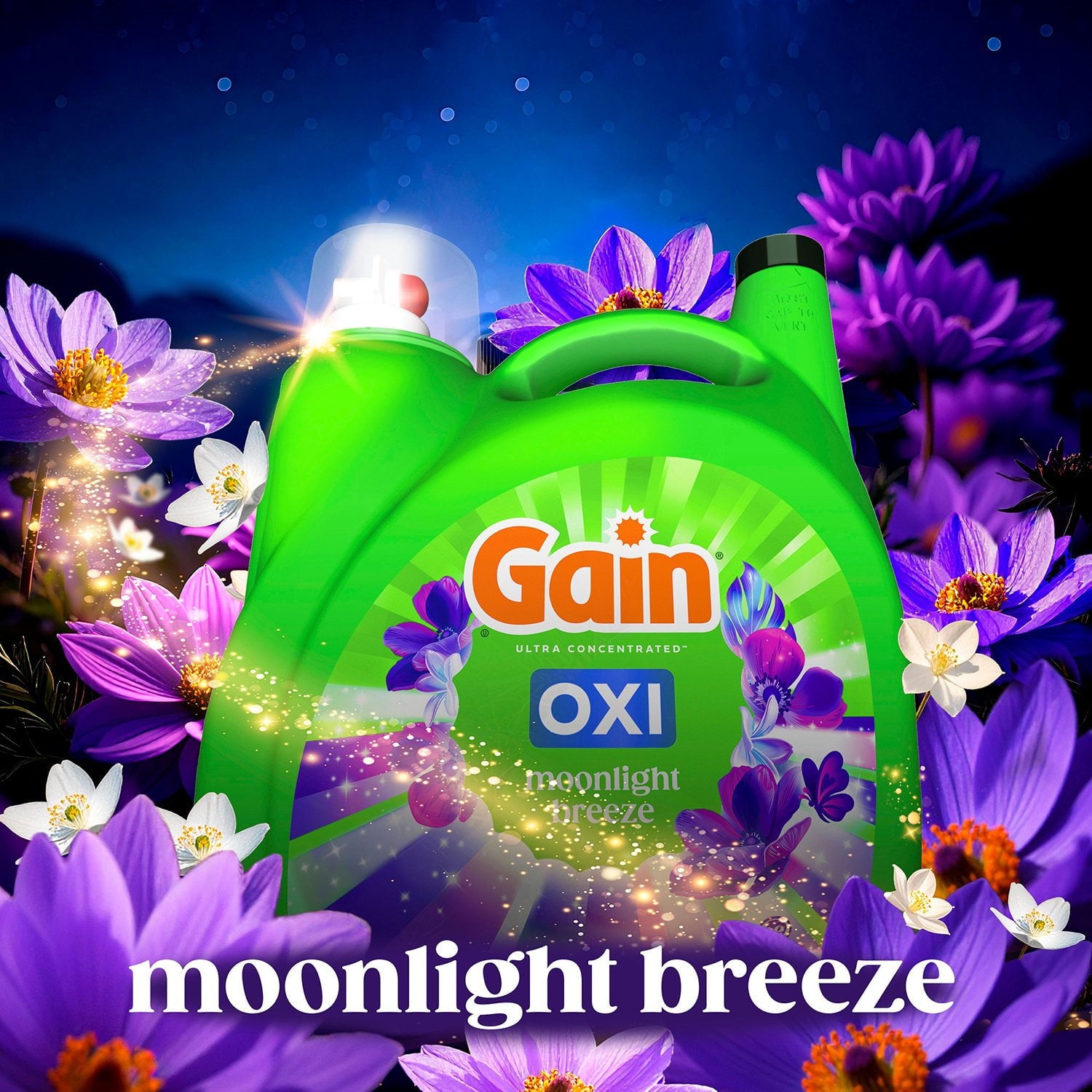 Gain + Oxi 液体洗濯洗剤、ムーンライトブリーズ、159 回分、170 液量オンス。