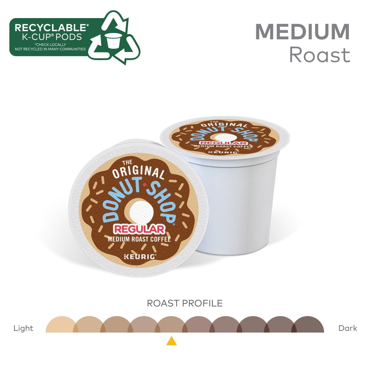 オリジナルドーナツショップ ミディアムロースト K-Cup ポッド、レギュラー、80 個入り。