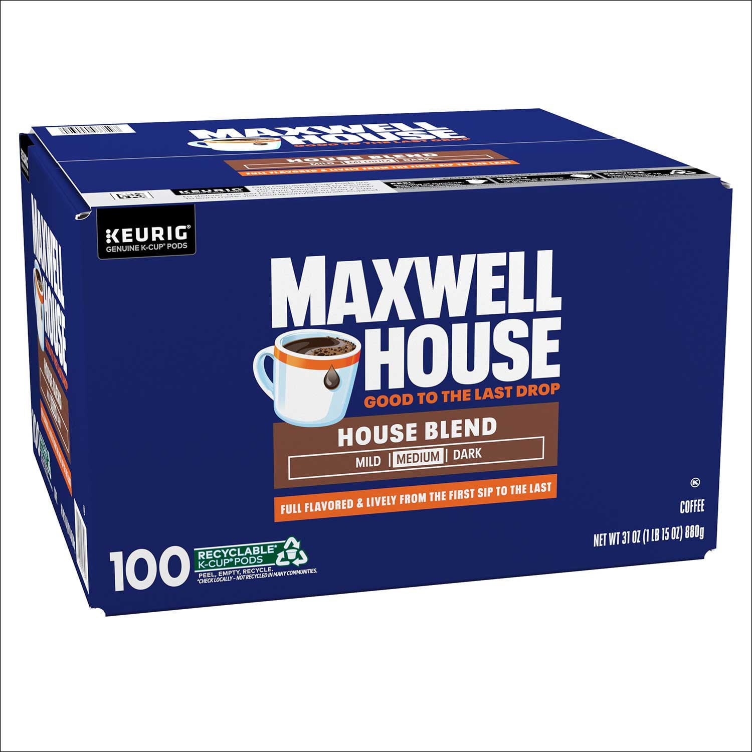 Maxwell House ハウスブレンド ミディアム K-Cup コーヒーポッド 100 個入り。