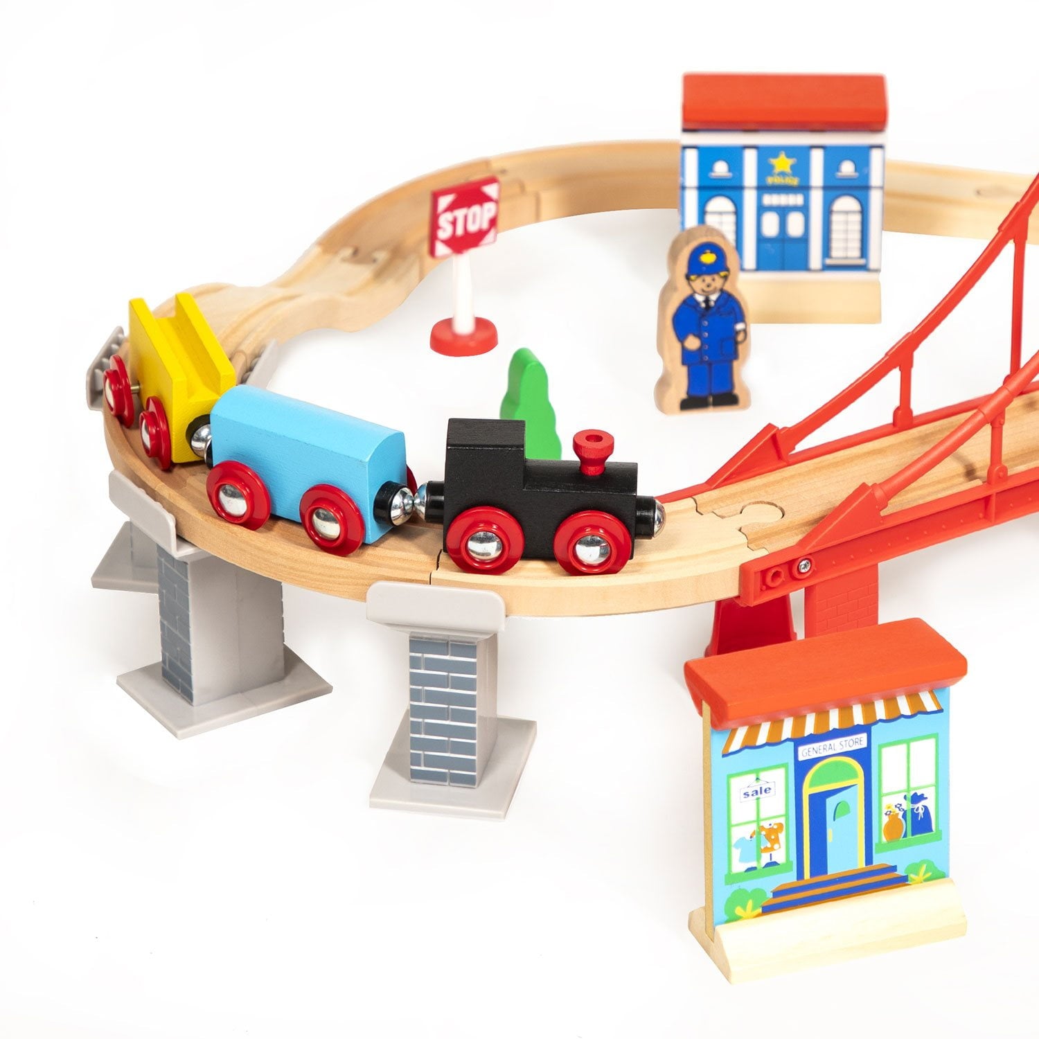 60ピースの木製列車セット