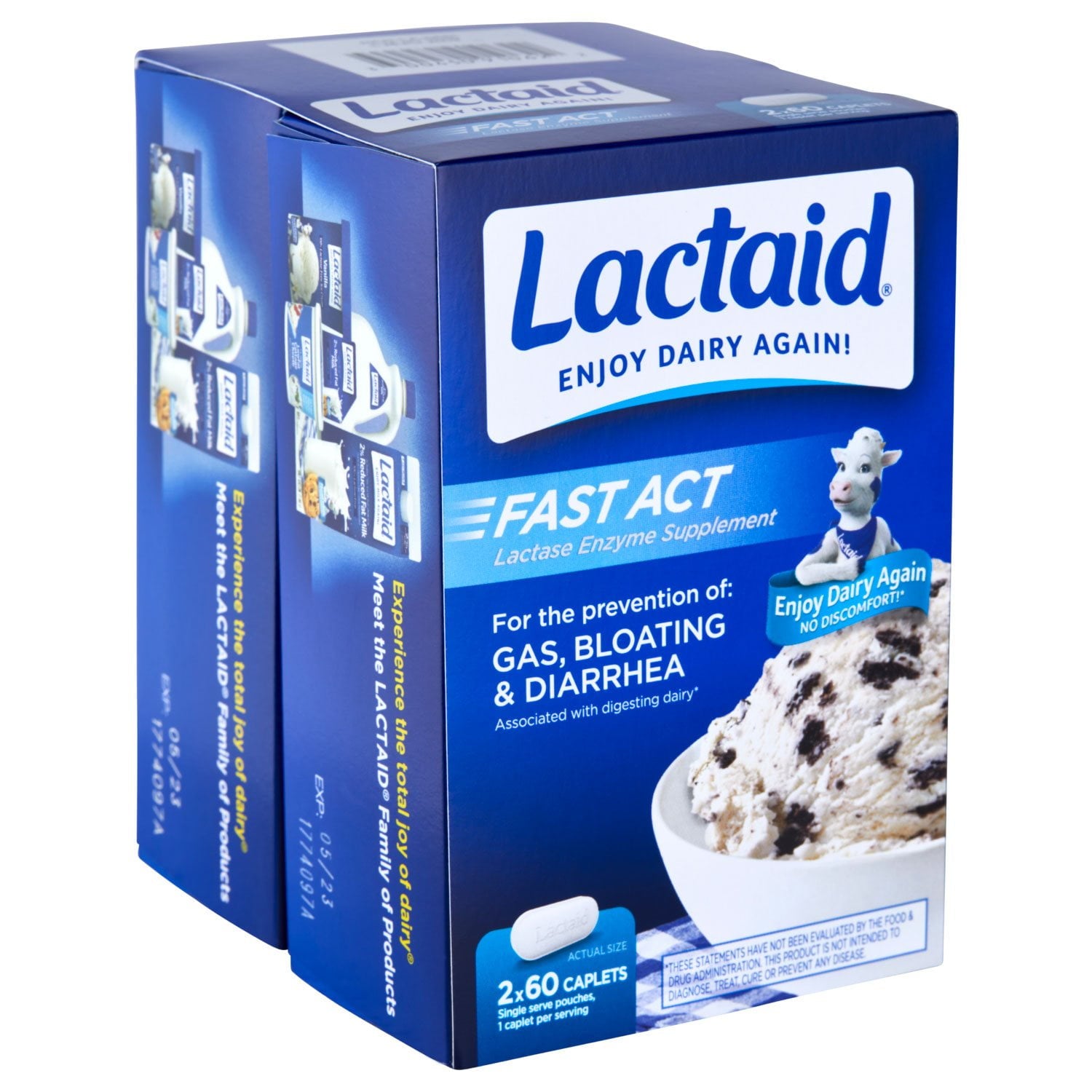 Lactaid Fast Act 乳糖不耐症カプセル、120 錠。