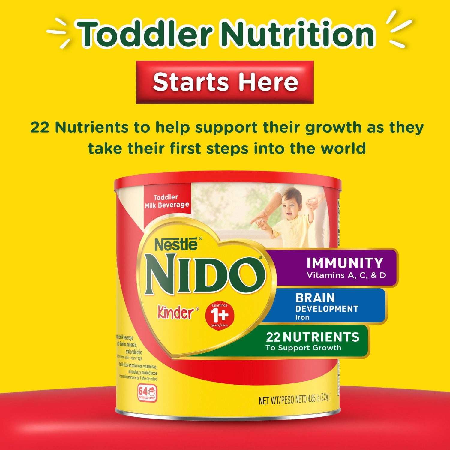 ネスレ NIDO 1+ 幼児用ミルク飲料、4.85 ポンド。
