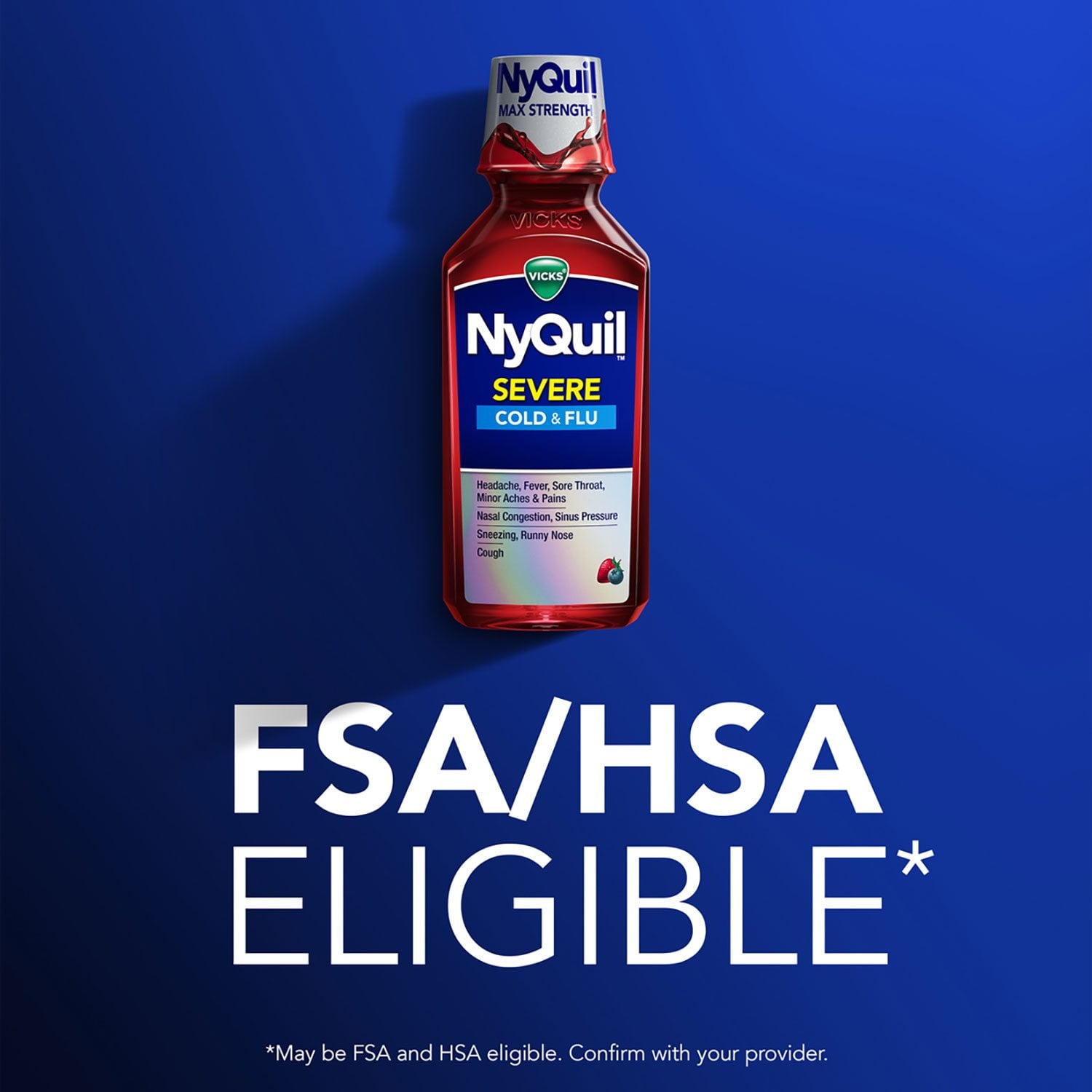 Vicks DayQuil &amp; NyQuil 重度の風邪とインフルエンザの緩和液、ベリー、12 液量オンス、3 パック。