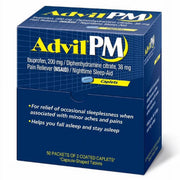 애드빌 PM 야간용 진통제 이부프로펜 200mg 디펜히드라민 시트레이트 38mg 2정씩 50팩 총 100정 통증 완화 수면 보조 제품 이미지