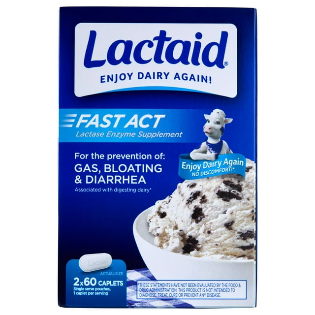 Lactaid Fast Act 乳糖不耐症カプセル、120 錠。