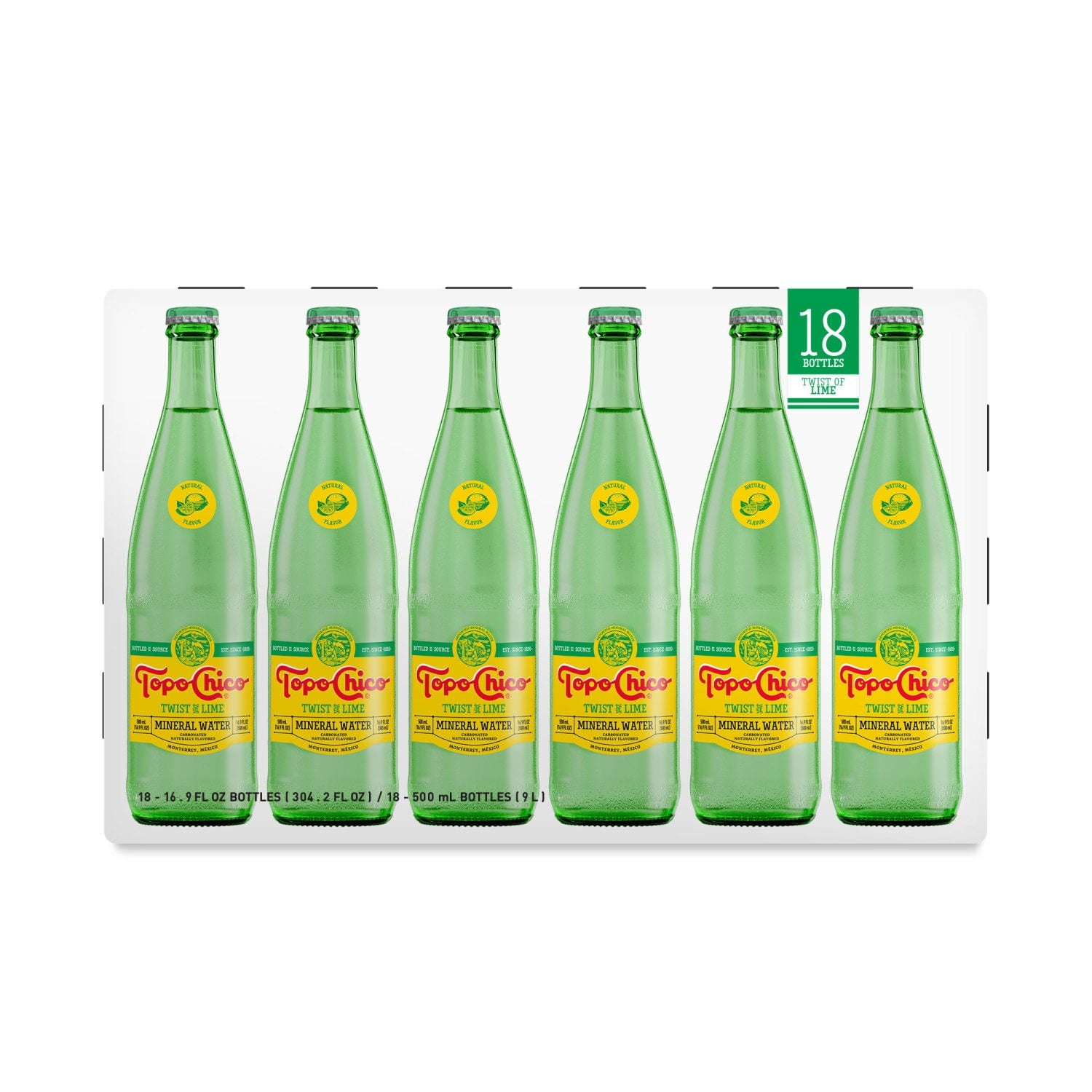 토포 치코 라임 트위스트 스파클링 워터 16.9 fl. oz × 18 – 상큼한 라임 탄산수