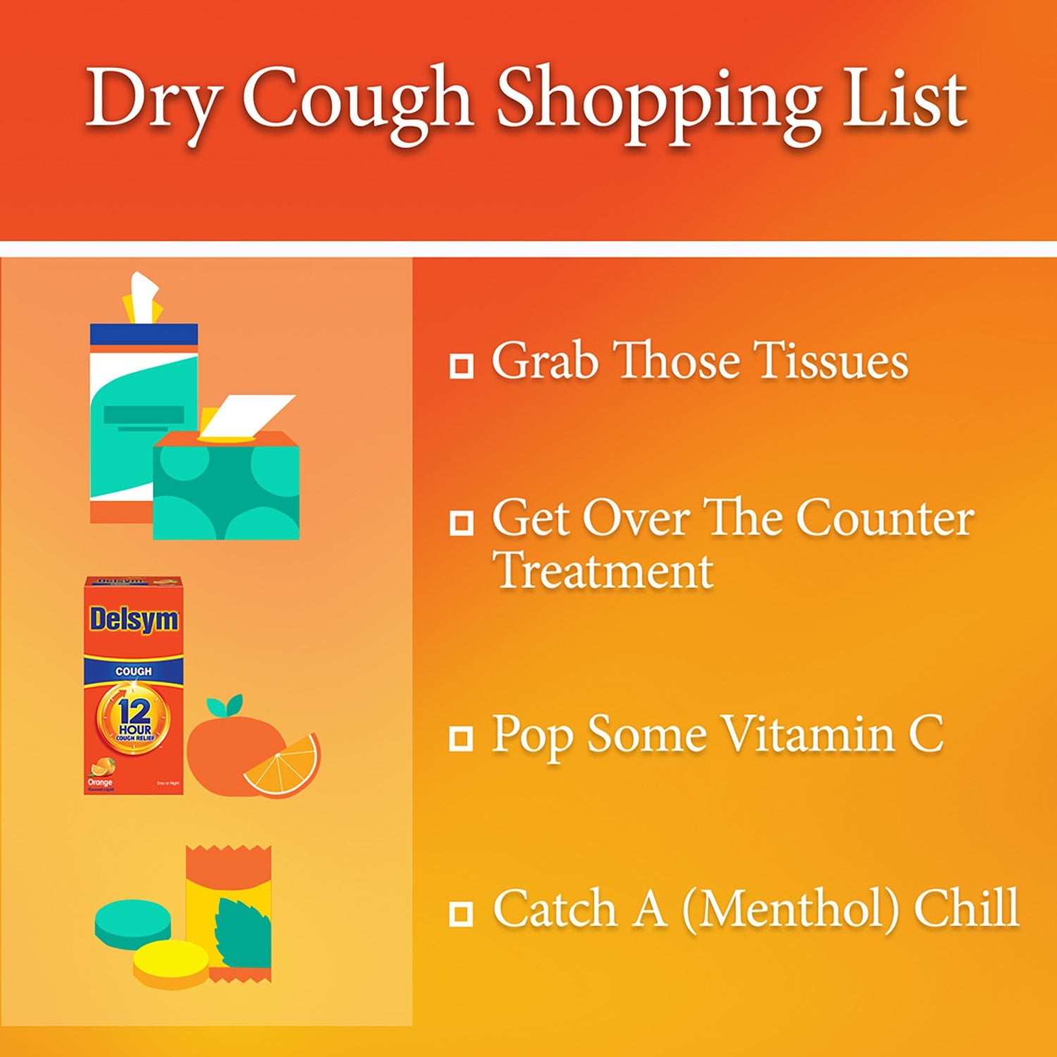 Delsym 12時間咳止め液、オレンジ 2個パック、5液量オンス/パック