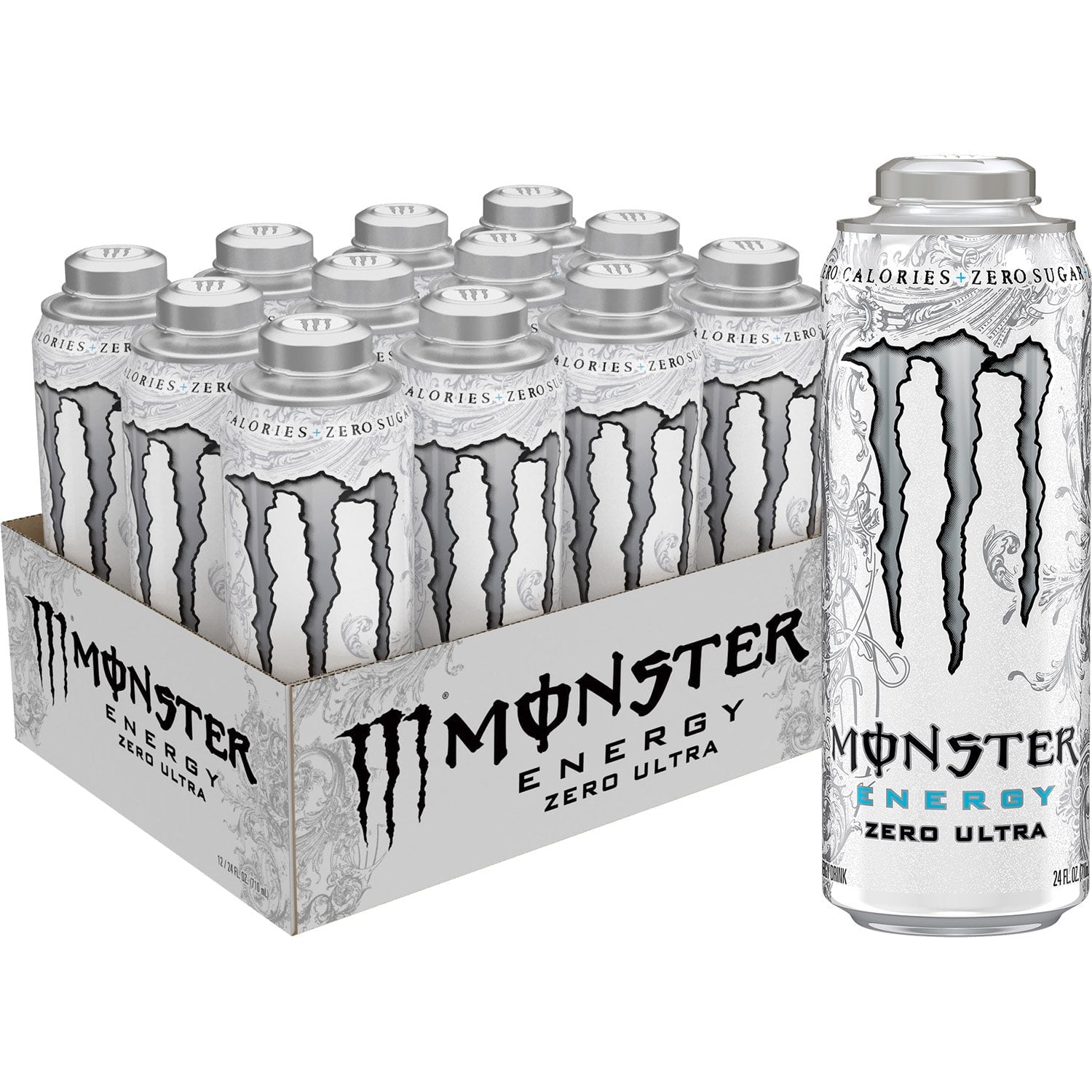 몬스터 에너지 메가 캔 제로 울트라 24 fl. oz × 12 – 대용량 무설탕