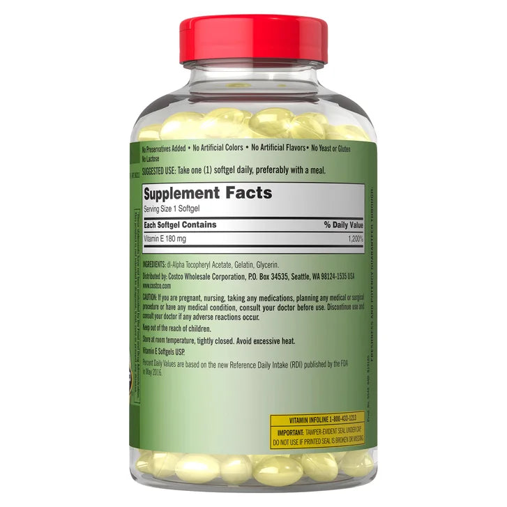 カークランドシグネチャー ビタミンE 180 mg、500ソフトジェル