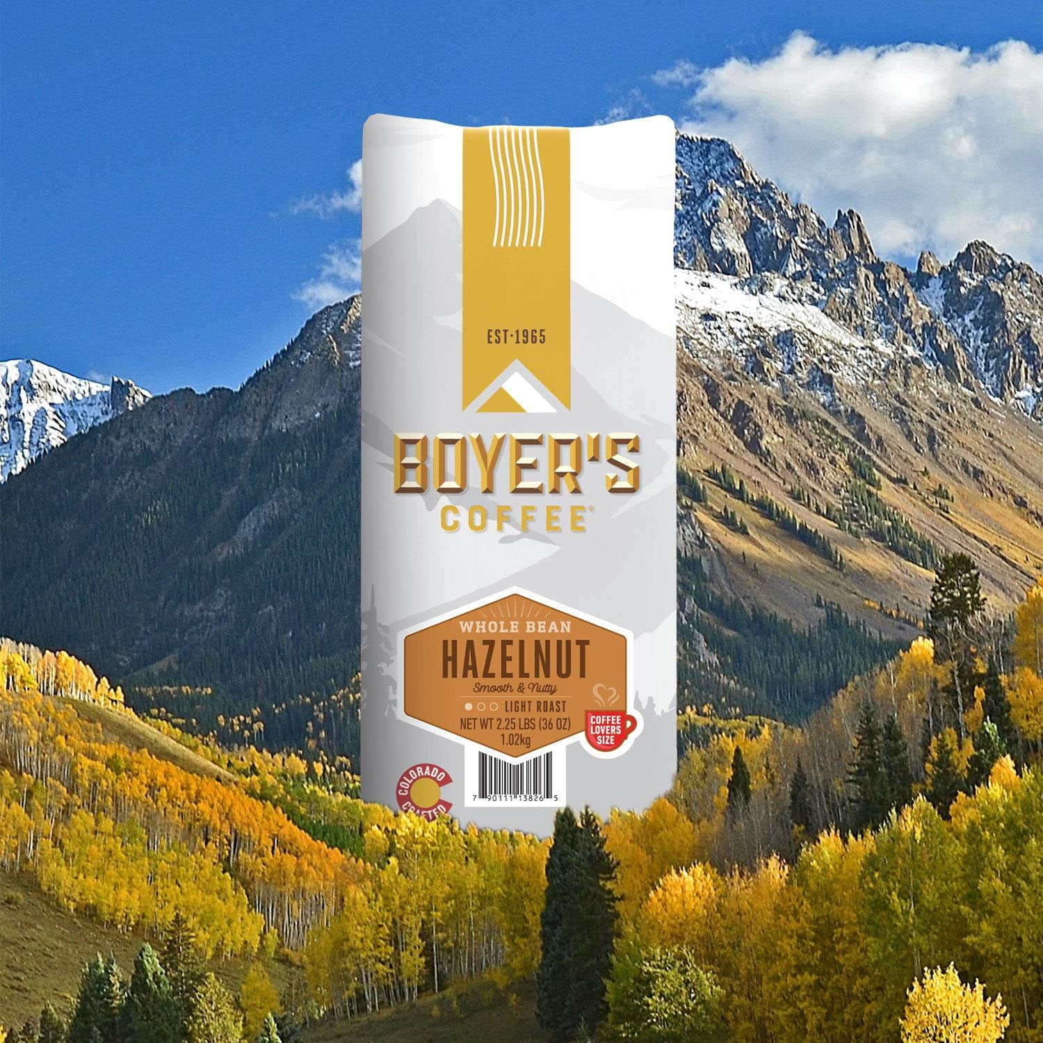 Boyer's Coffee ライトロースト全粒豆、ヘーゼルナッツ、36 オンス。