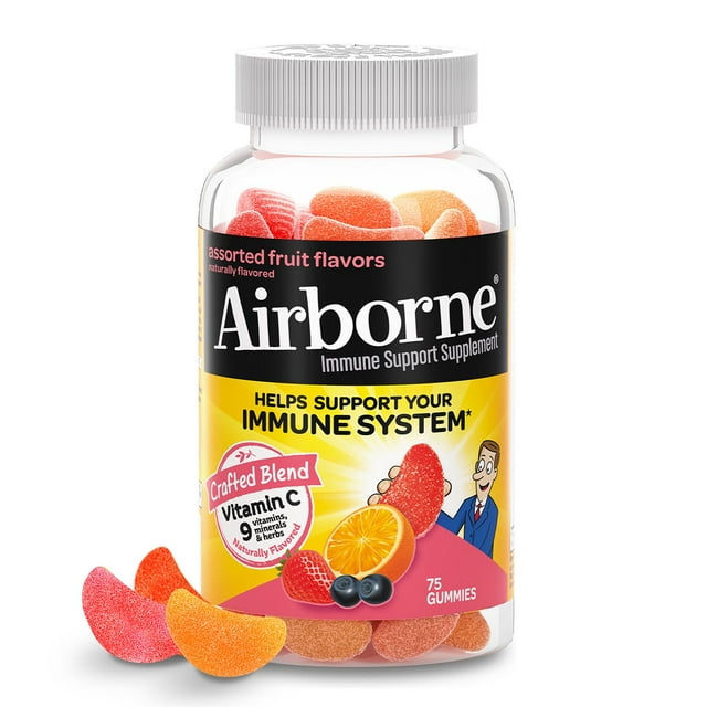 エアボーン ビタミン C 免疫サポート グミ、750 mg、75 個。