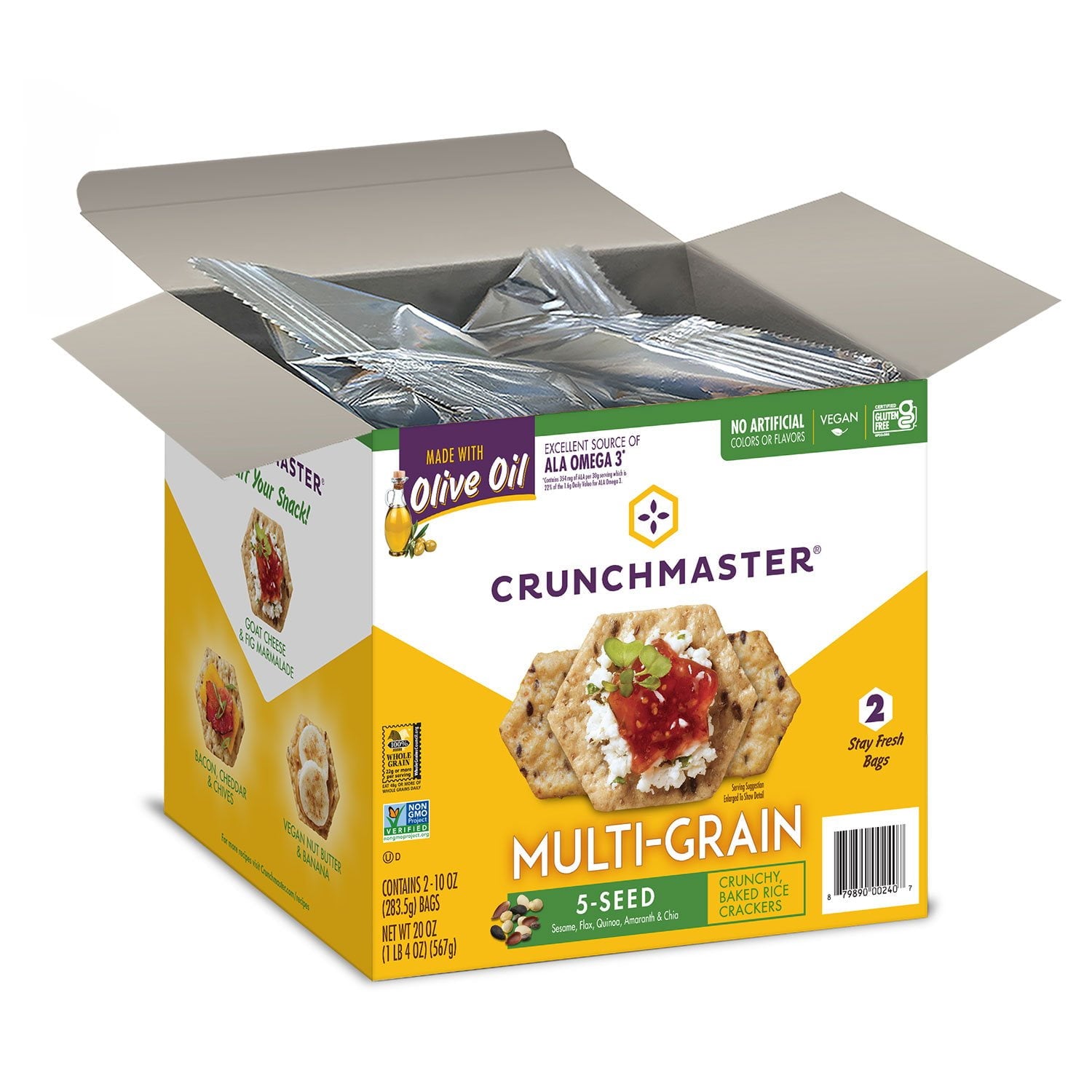 Crunchmaster 5 シード マルチグレイン クラッカー、10 オンス、2 個パック。