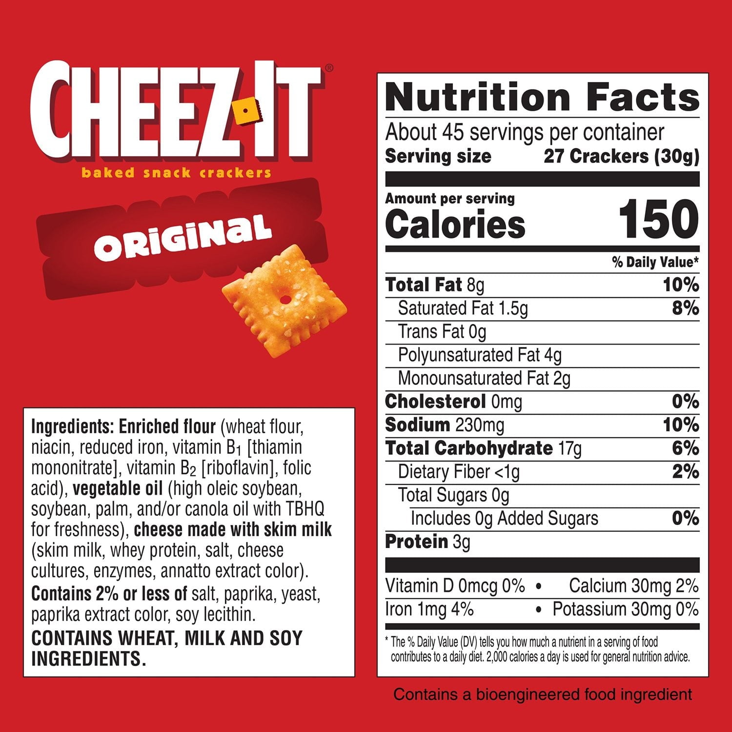 Cheez-It オリジナル ベイクド スナック クラッカー、24 オンス、2 個パック。
