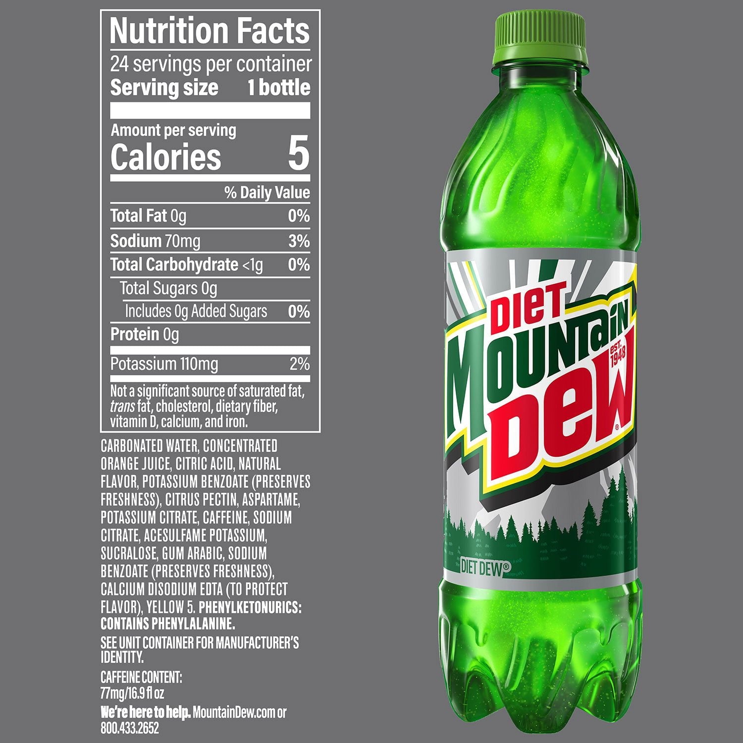 다이어트 마운틴듀, 16.9fl oz, 24팩