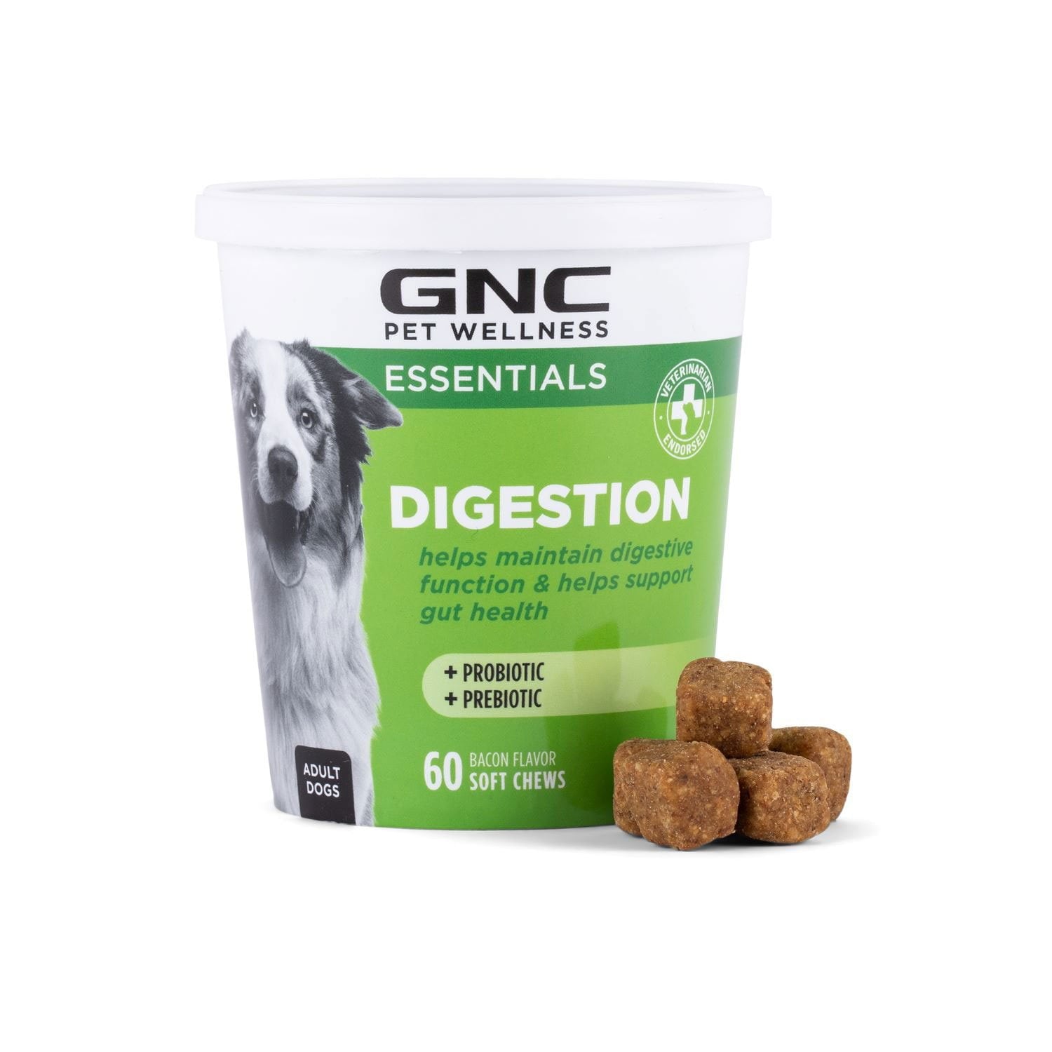 GNC ペット、ベーコン風味、犬用消化ソフトチュー、180 個。
