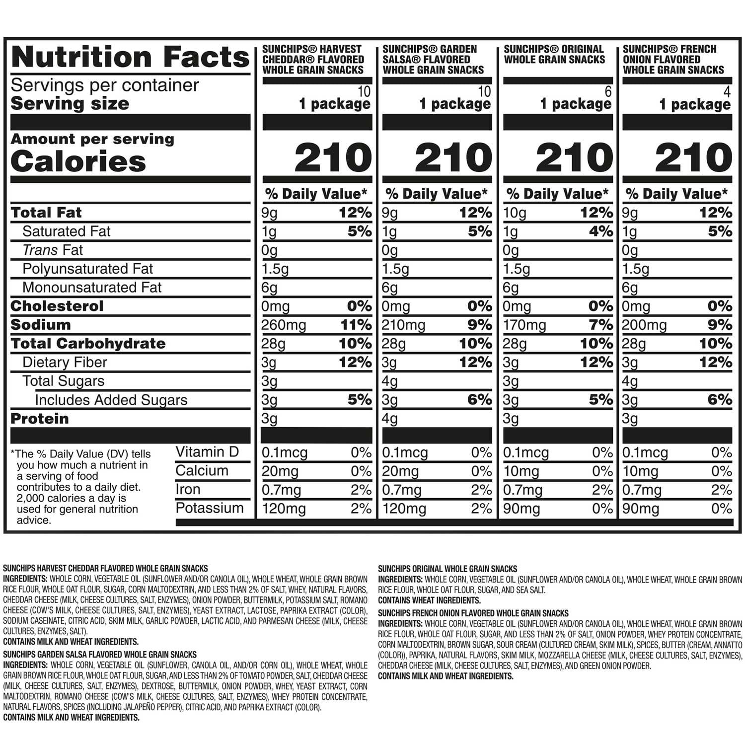 SunChips 全粒粉バラエティパック チップス、30 個入り。