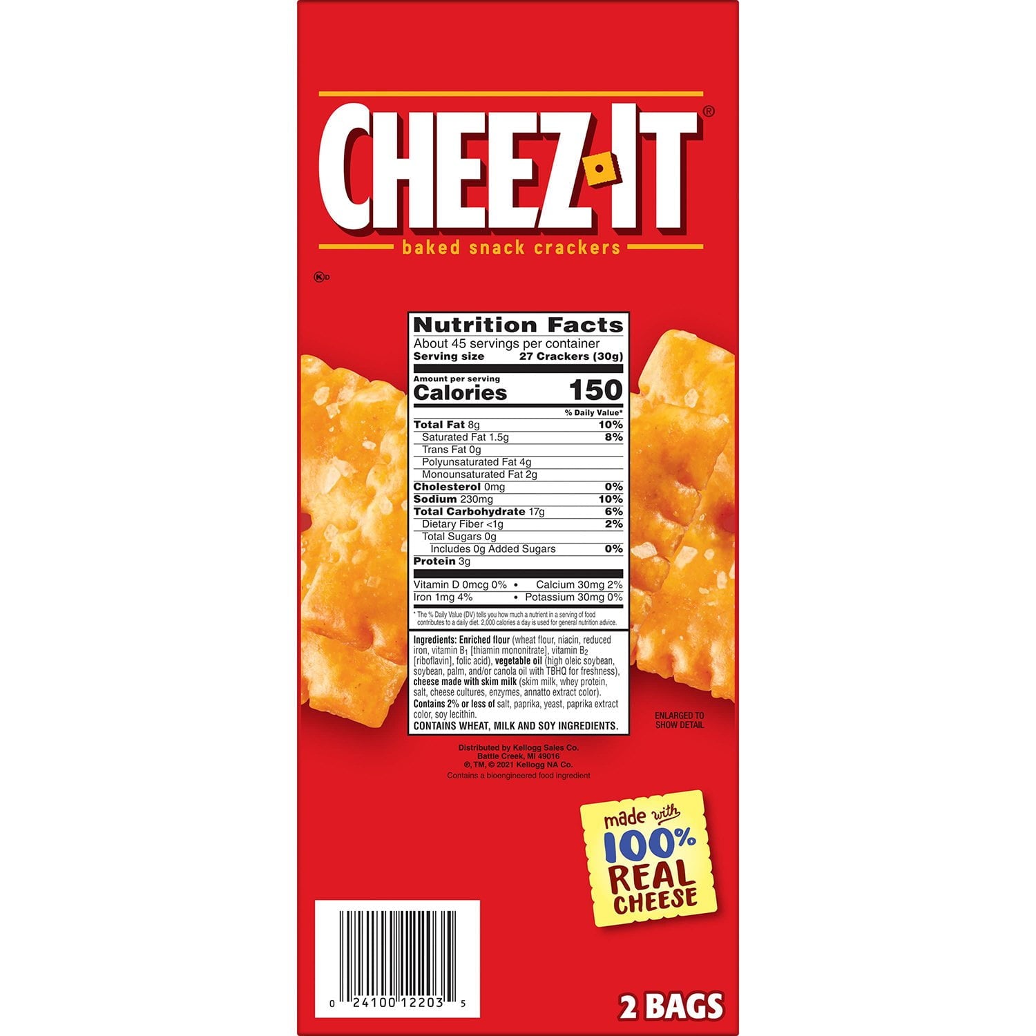 Cheez-It オリジナル ベイクド スナック クラッカー、24 オンス、2 個パック。