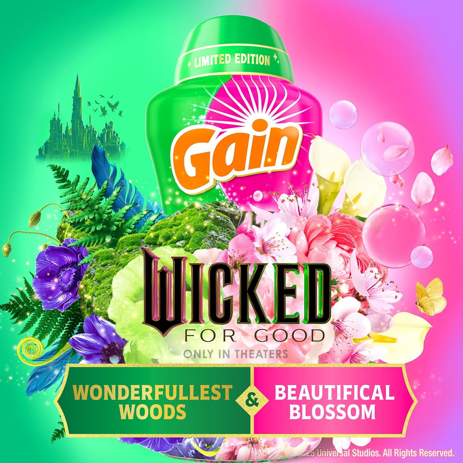 「Wicked: For Good」限定版、洗濯時用香りブースタービーズ、ワンダフルレスト・ウッズ＆ビューティフィカル・ブロッサム、26.3 オンス。