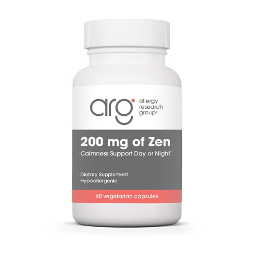 알러지 리서치 그룹 젠(Zen) – 200mg – 60 베지 캡슐 – 신경 흥분 완화와 긴장 상태 조절에 관여하는 아미노산·미네랄 조합으로 안정감 유지에 초점을 둔 포뮬러