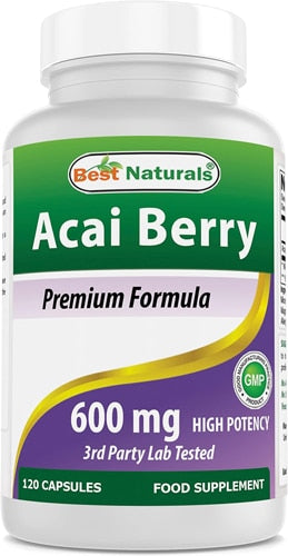 베스트 내추럴스 아사이 베리 추출물 600mg – 120캡슐 – 안토시아닌 기반 항산화 보조